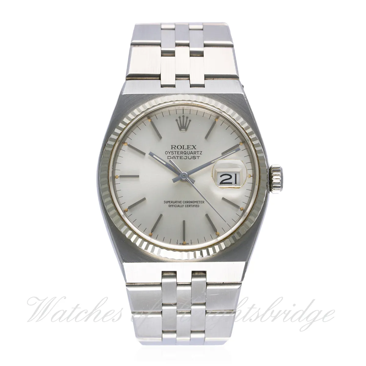 Rolex Datejust Oysterquartz 17014 36mm White gold and Stainless steel Silver