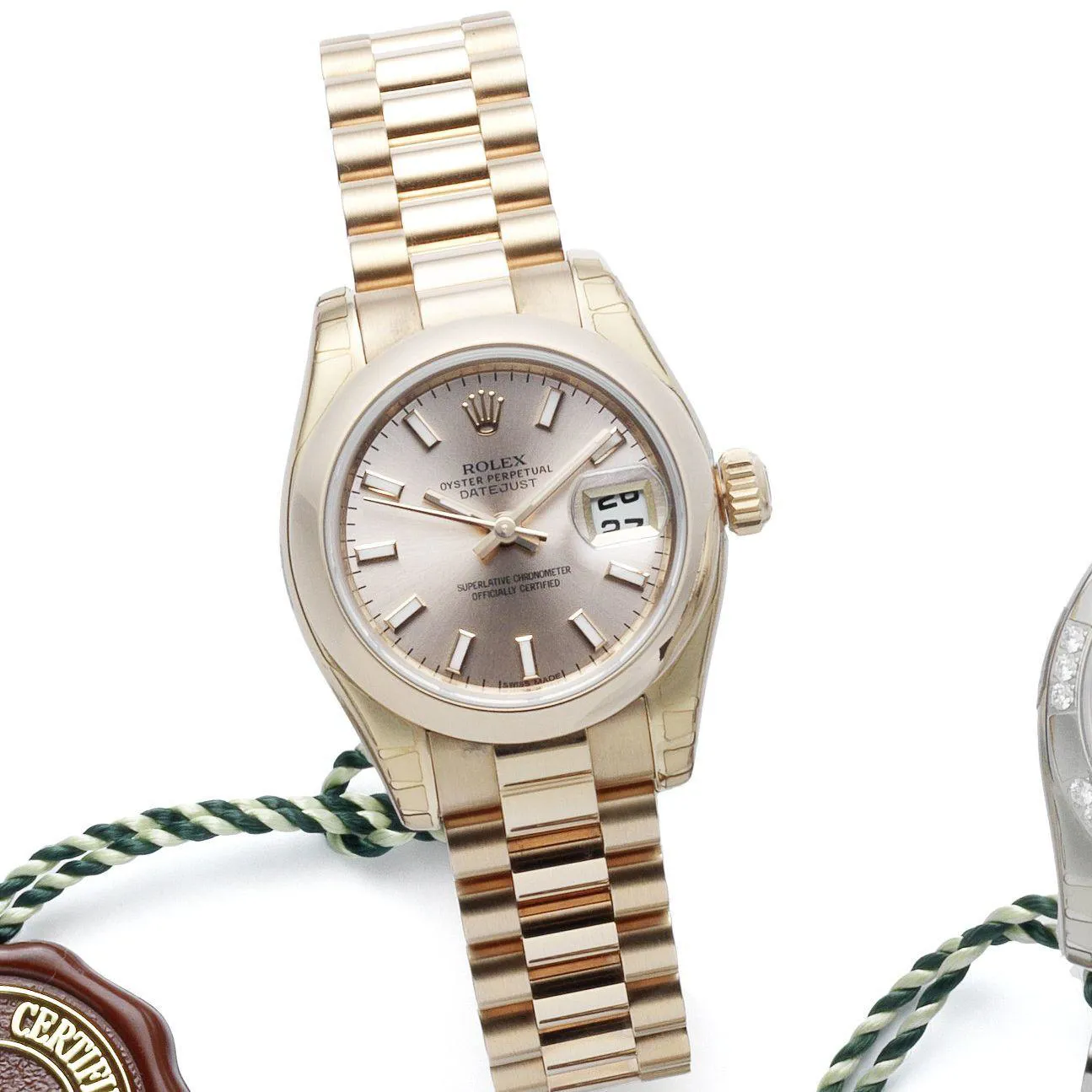 Rolex Datejust 179165F 26mm Rose gold Sunburst salmon