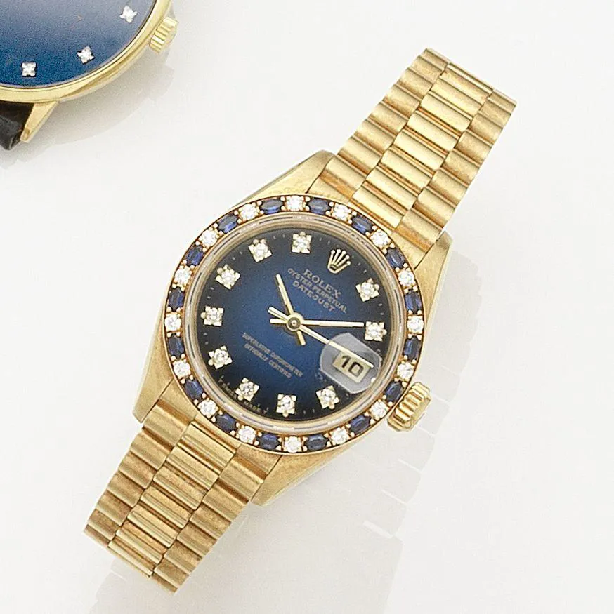 Rolex Lady-Datejust 69198 26mm Yellow gold and Diamond and Sapphire Blue