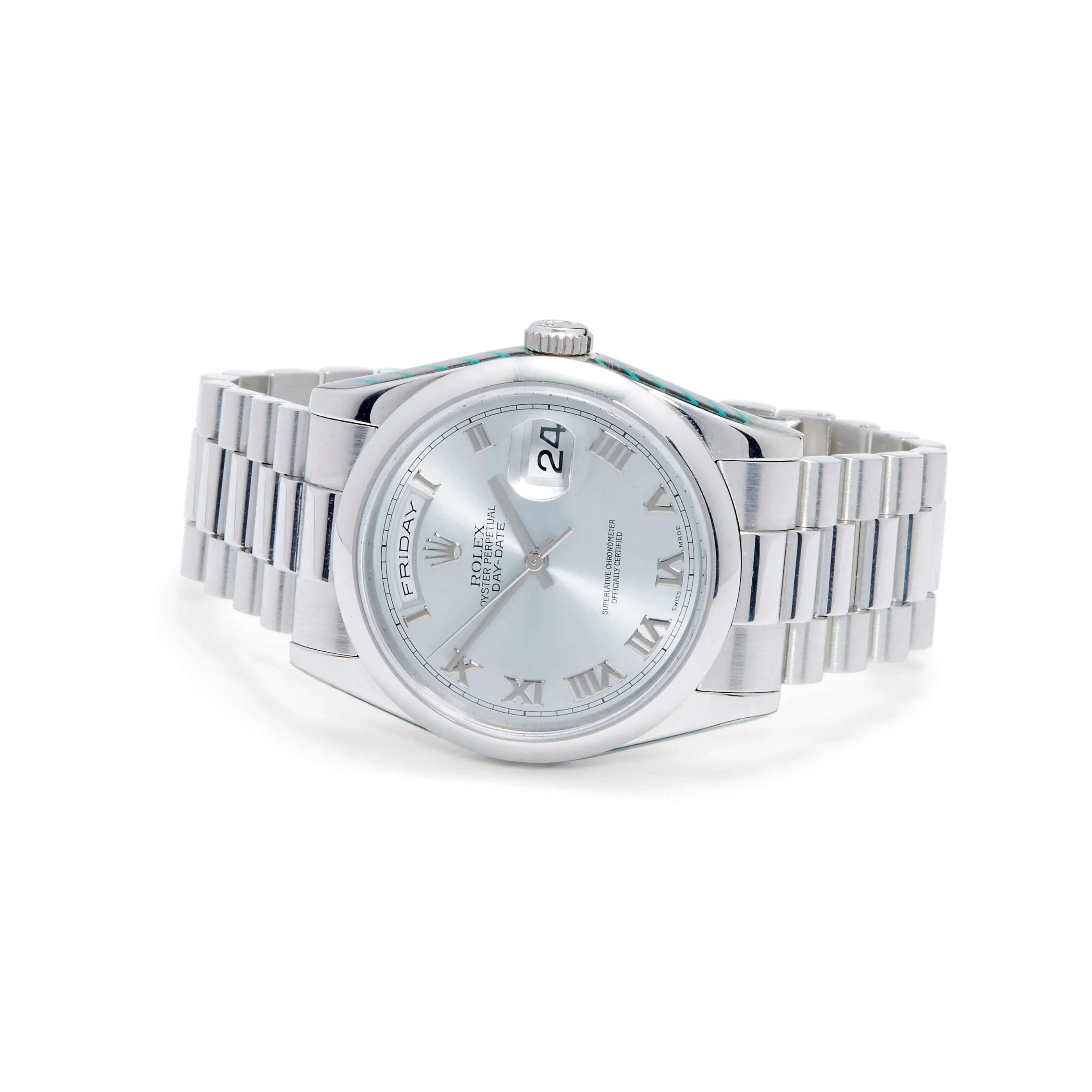 Rolex Day-Date 36 118206 35mm Platinum Blue