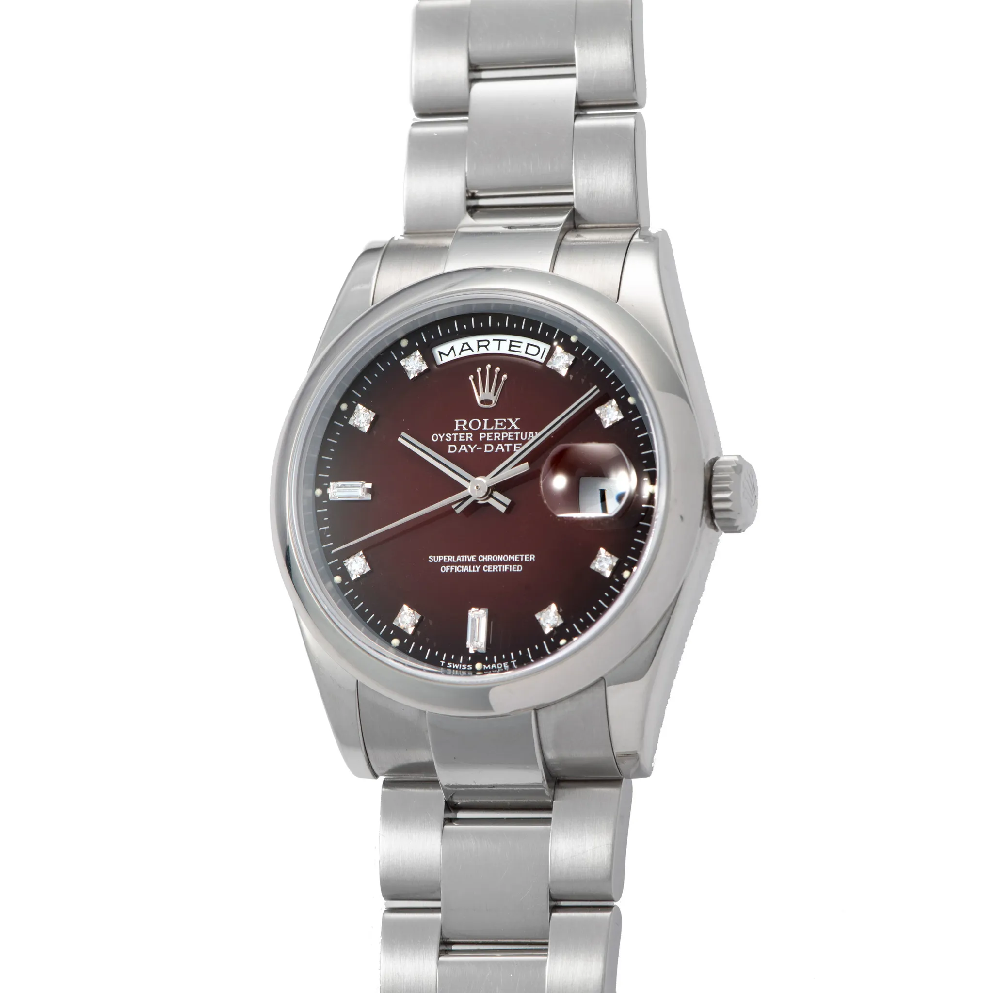 Rolex Day-Date 36 118209 36mm White gold Burgundy degradé