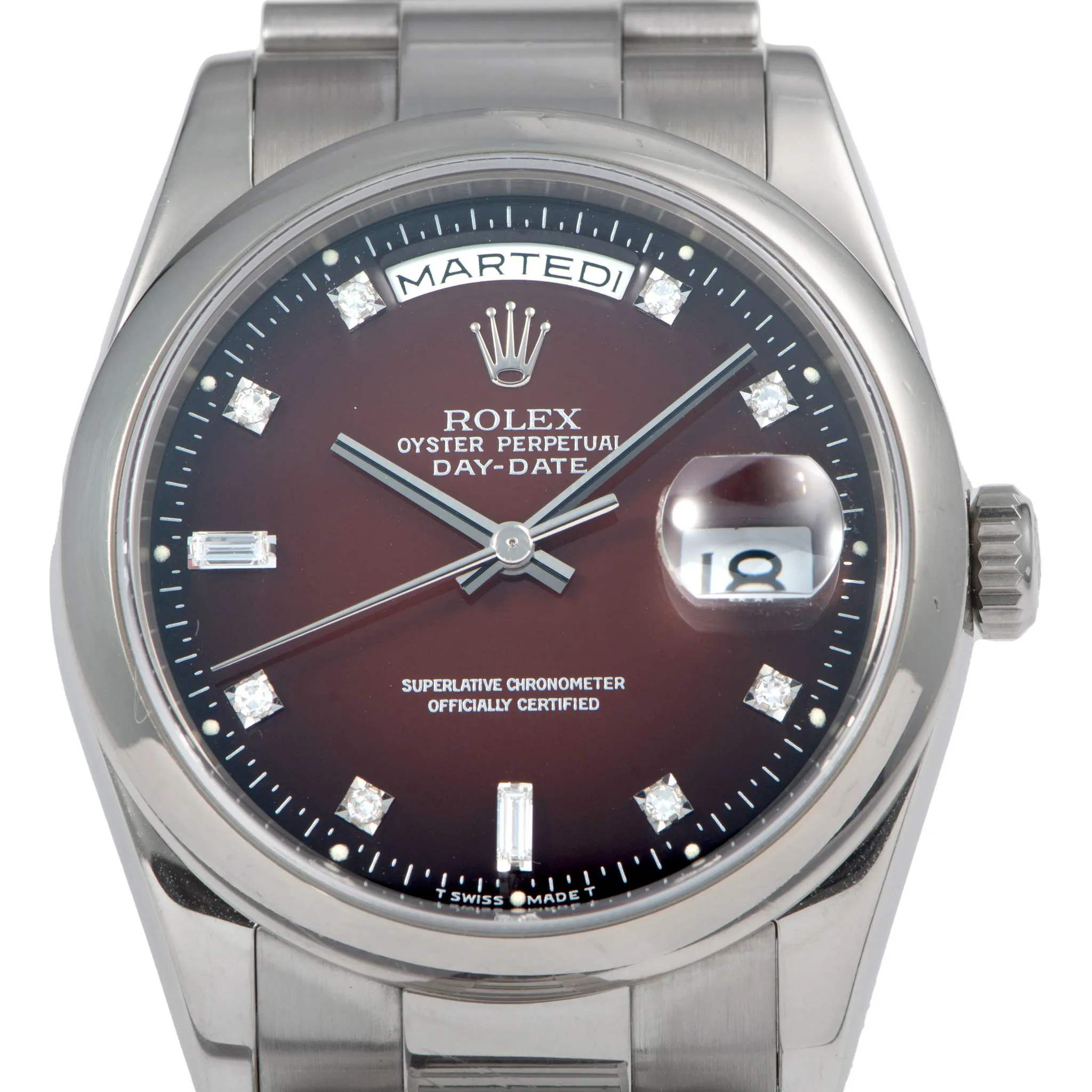 Rolex Day-Date 36 118209 36mm White gold Burgundy degradé 2