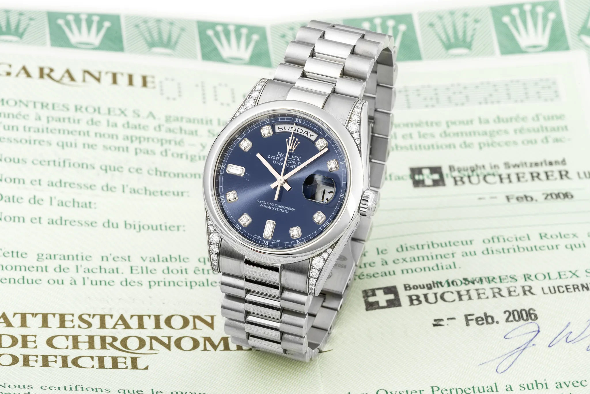 Rolex Day-Date 36 118296 36mm Platinum Blue