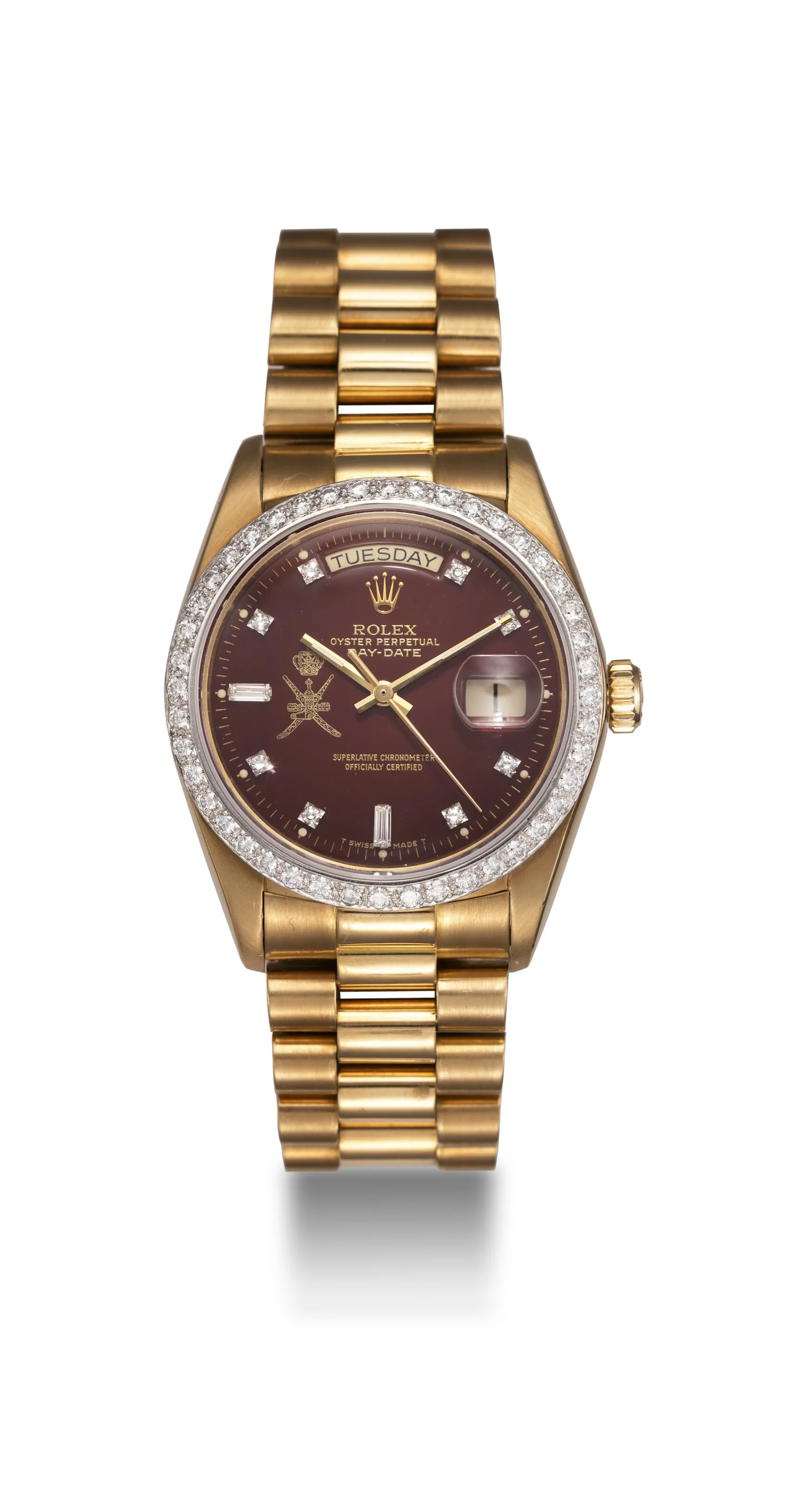 Rolex Day-Date 36 18048 36.2mm Yellow gold Burgundy 2