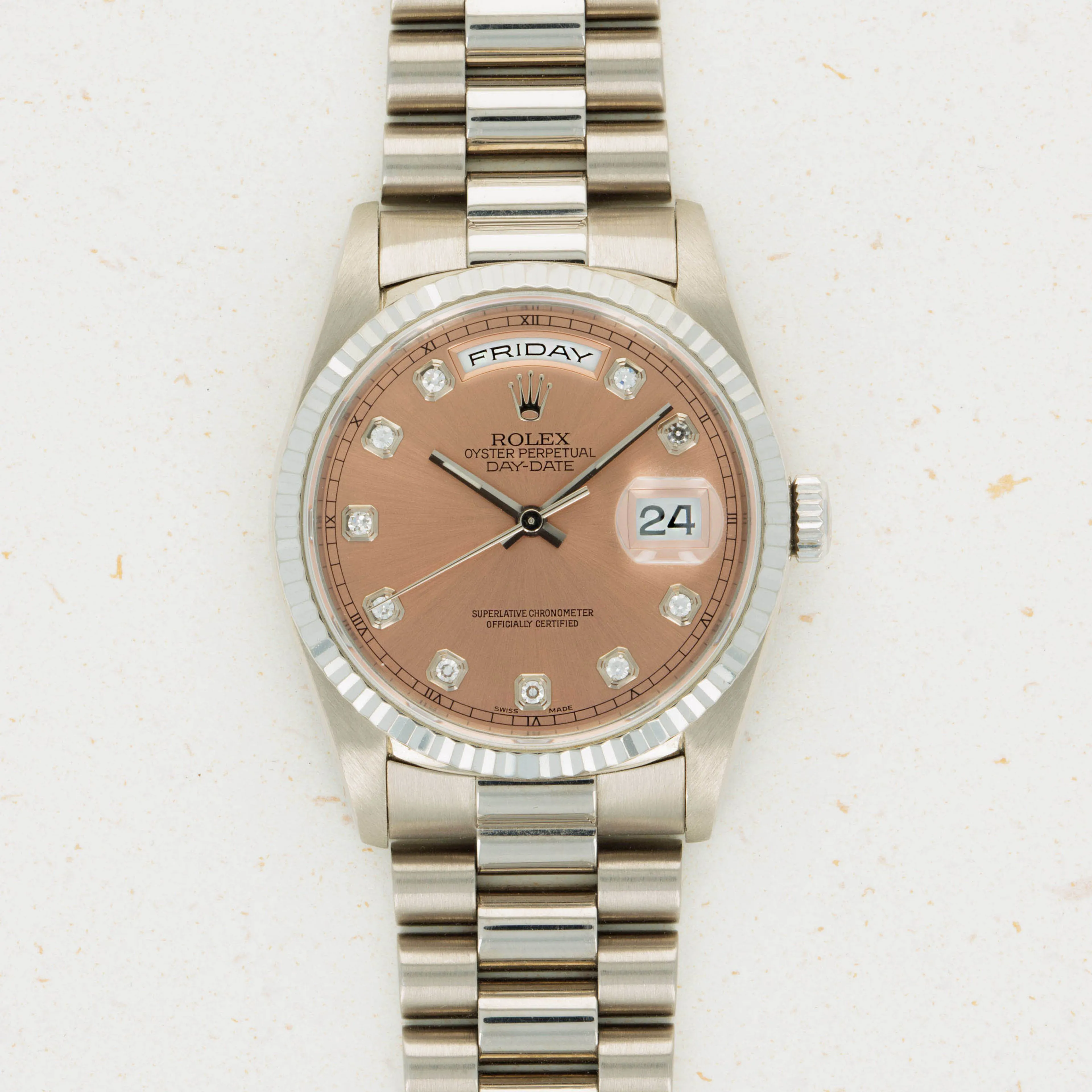 Rolex Day-Date 36 18239 36mm White gold Salmon