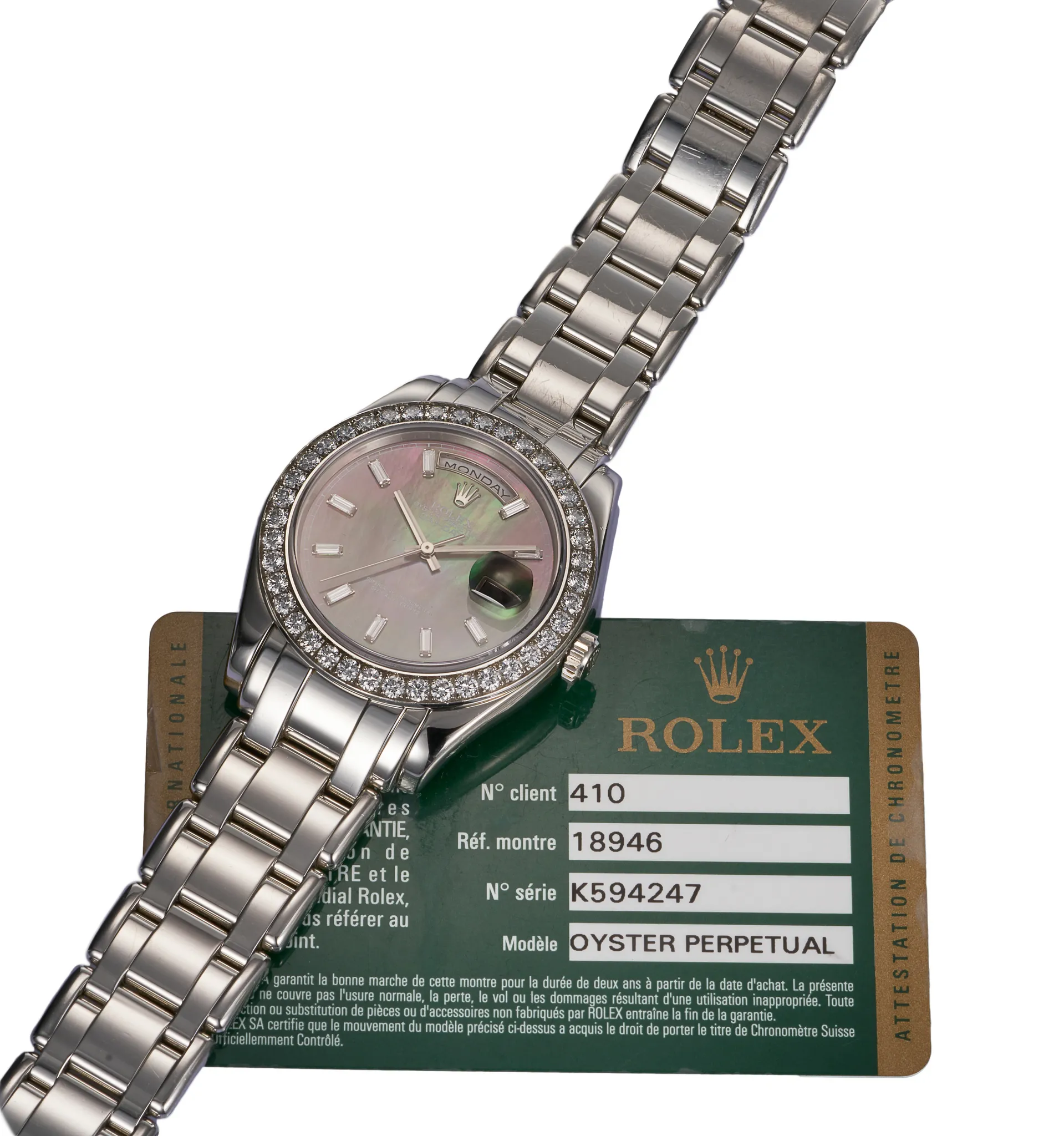 Rolex Day-Date 18946 39mm Platinum Mother-of-pearl