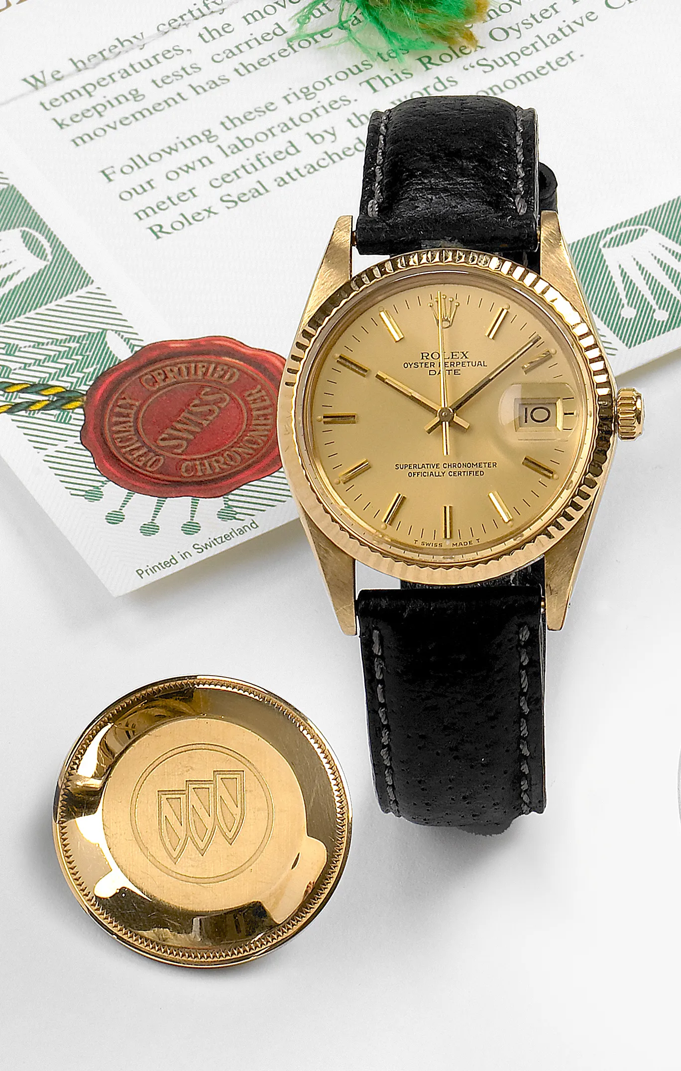 Rolex Oyster Perpetual Date 15038 34mm Yellow gold Champagne