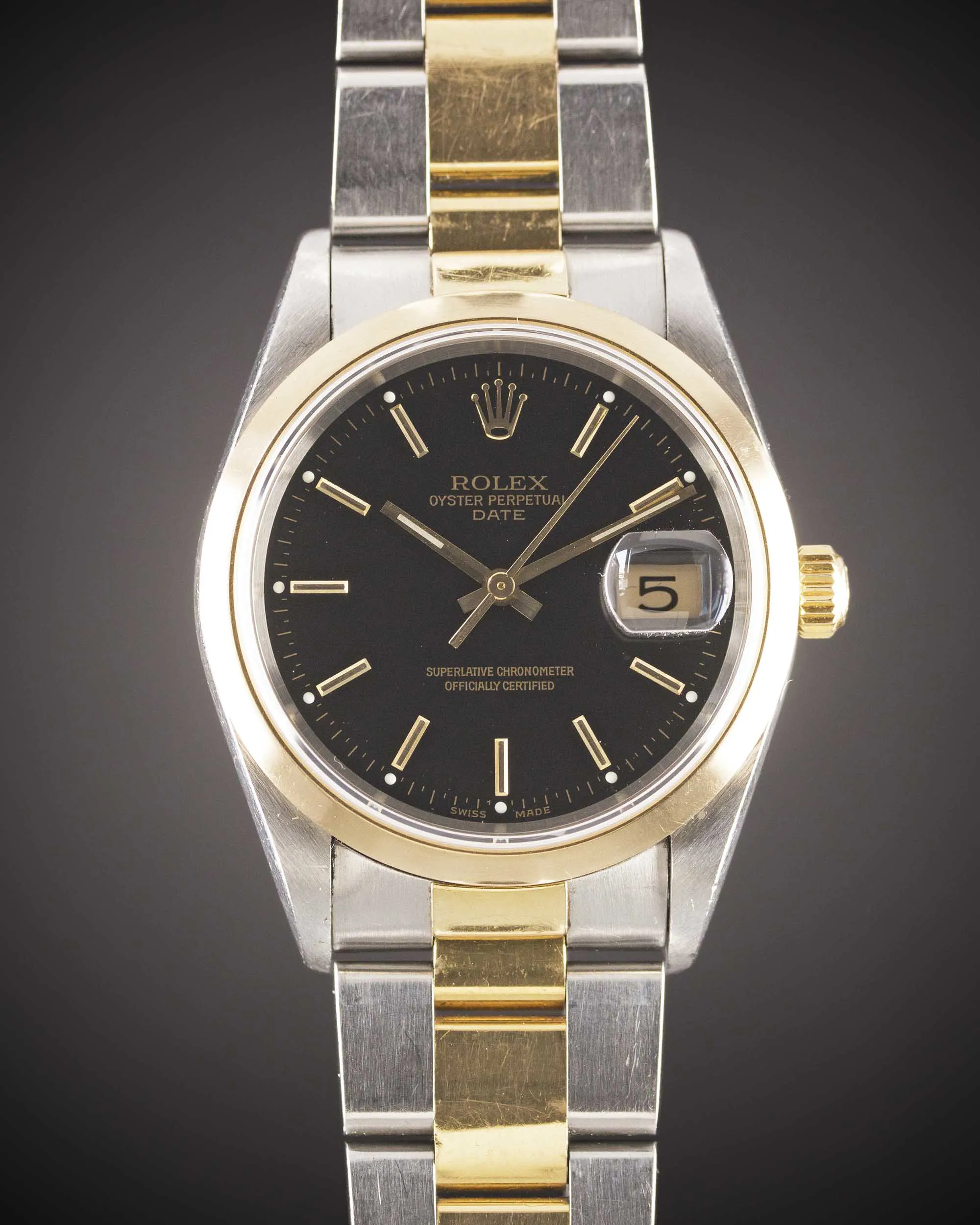 Rolex Oyster Perpetual Date 15203 34mm Yellow gold and Stainless steel Black