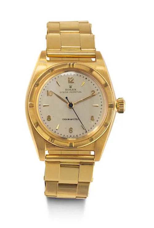 Rolex Oyster Perpetual 3372 32.5mm Yellow gold Silver