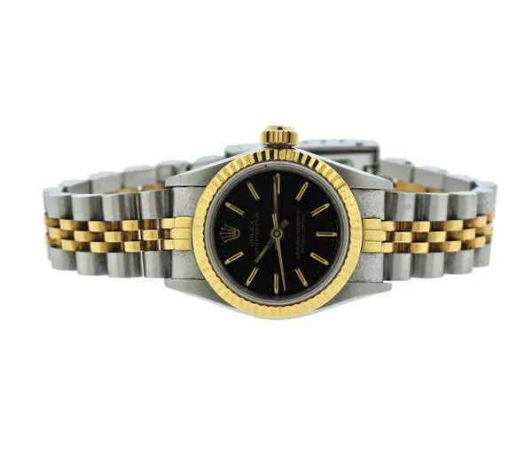 Rolex Oyster Perpetual 67193 25mm Yellow gold and Stainless steel Black