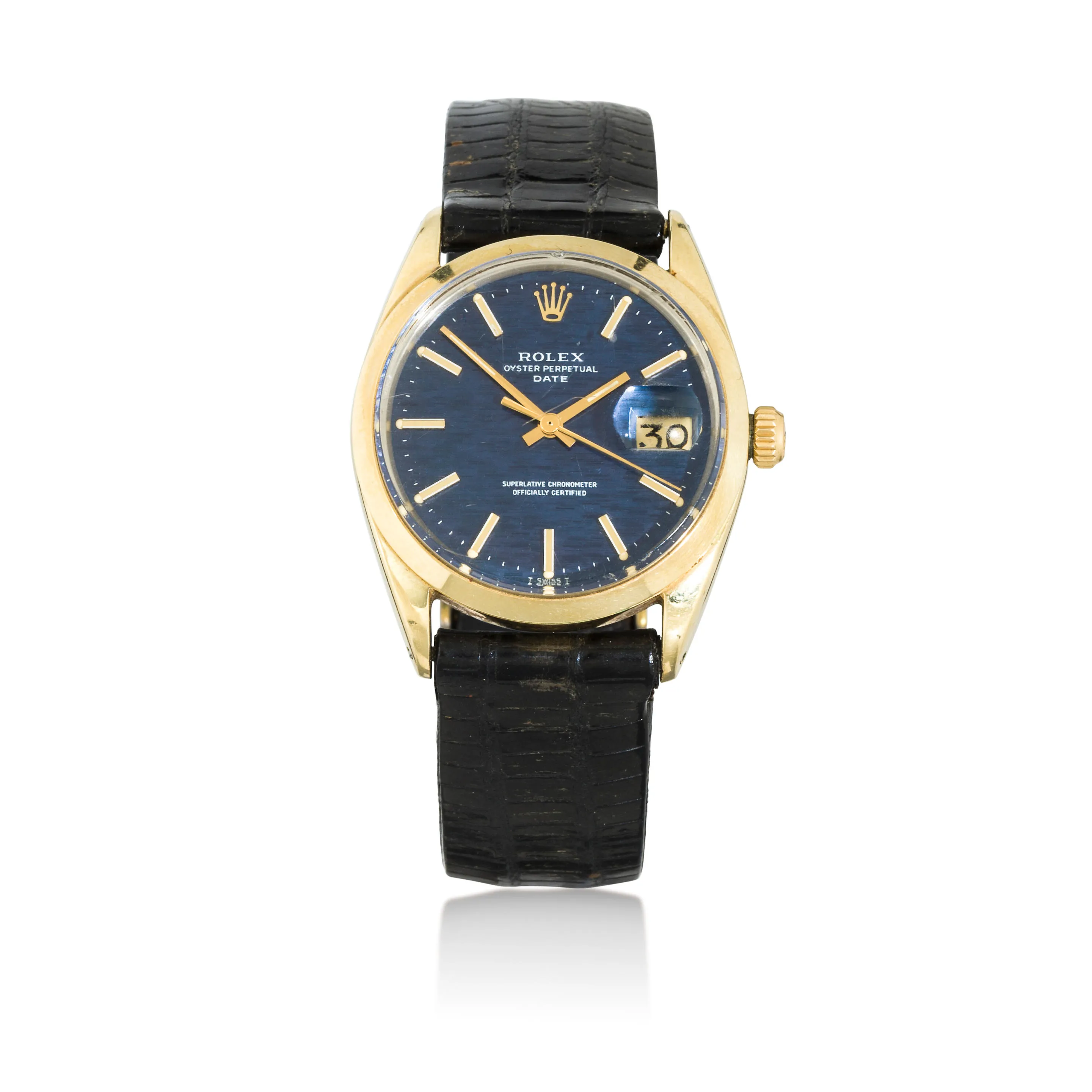 Rolex Oyster Perpetual Date 1550 33mm Gold-plated Blue