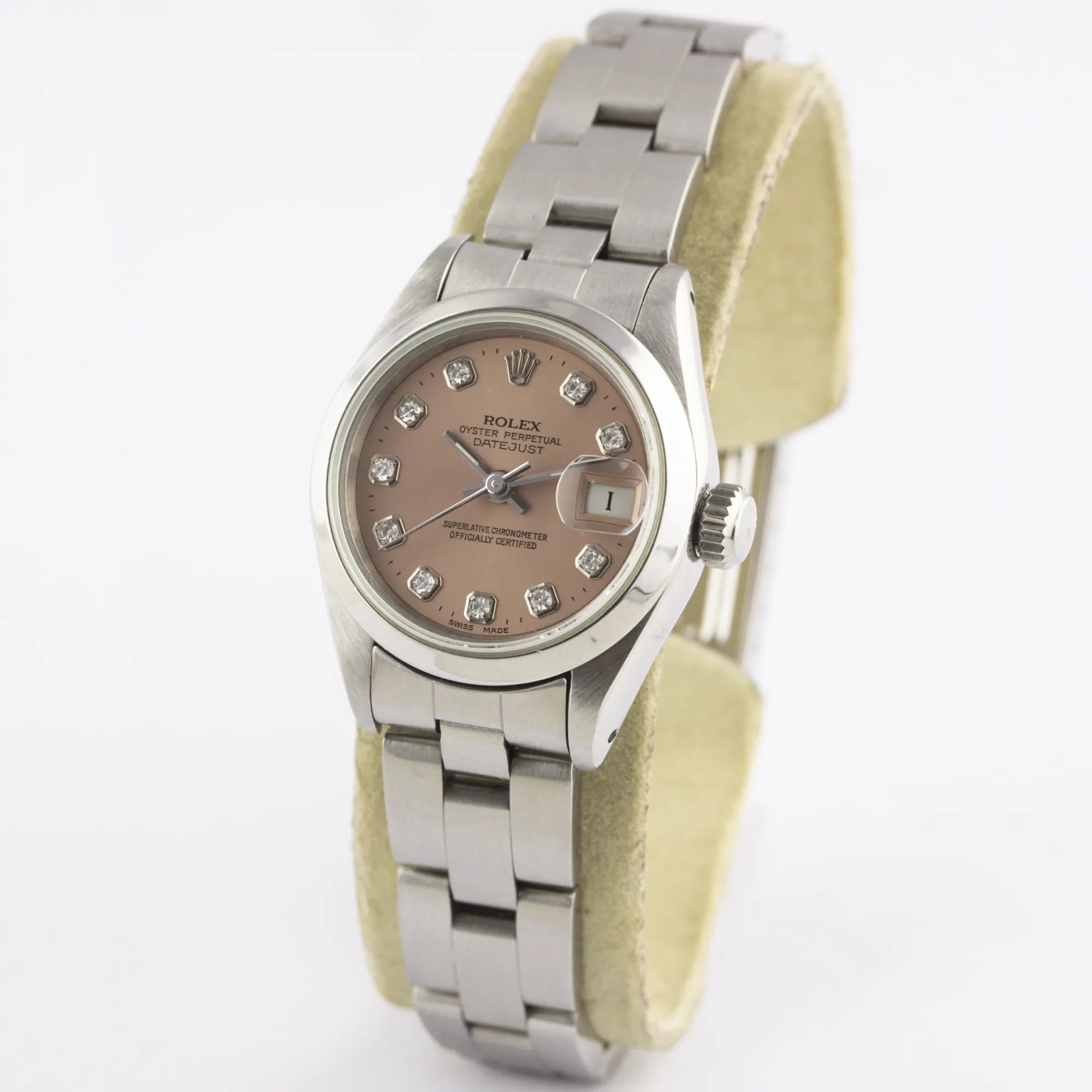 Rolex Oyster Perpetual 69160 26mm Stainless steel Salmon Pink and diamond 3