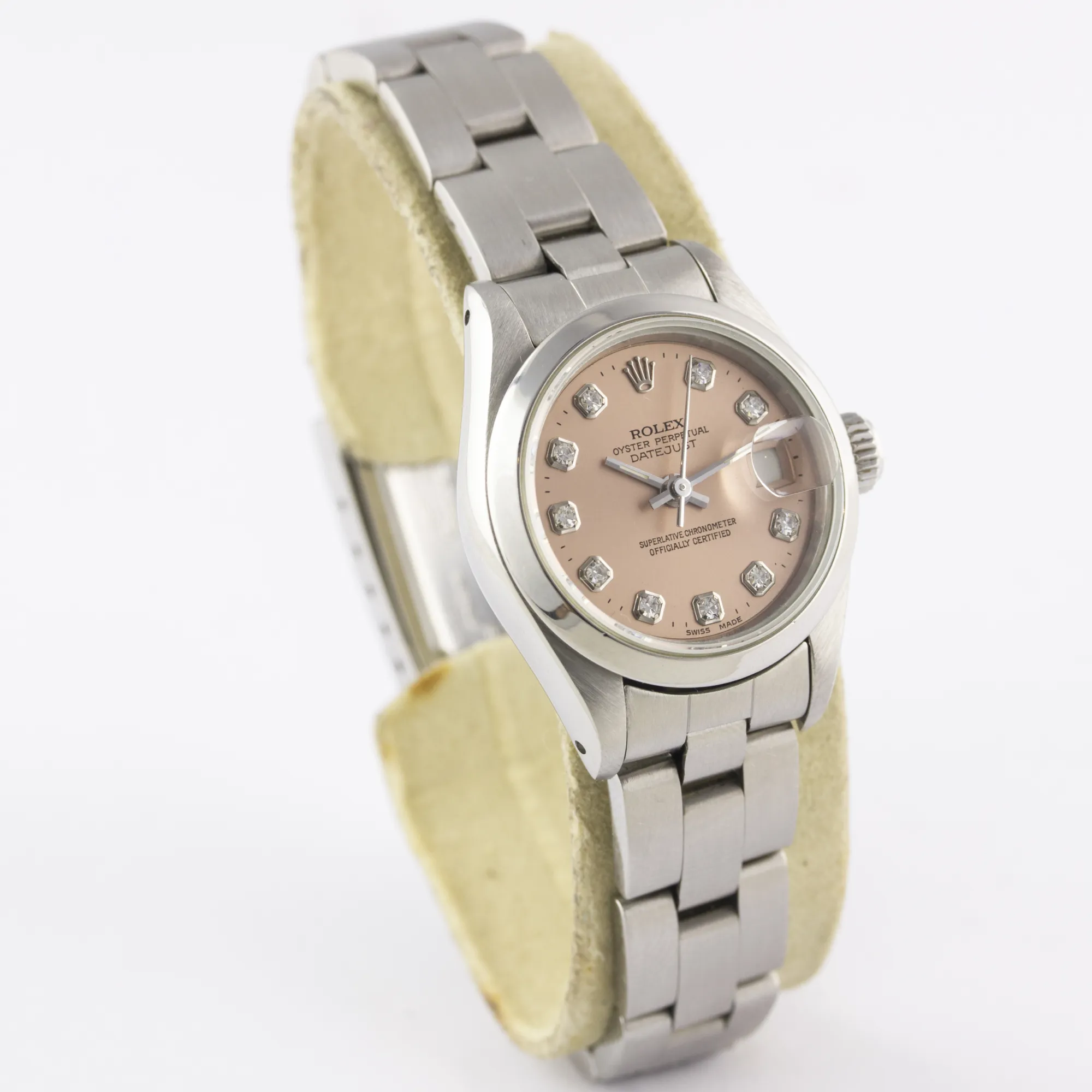 Rolex Oyster Perpetual 69160 26mm Stainless steel Salmon Pink and diamond 4