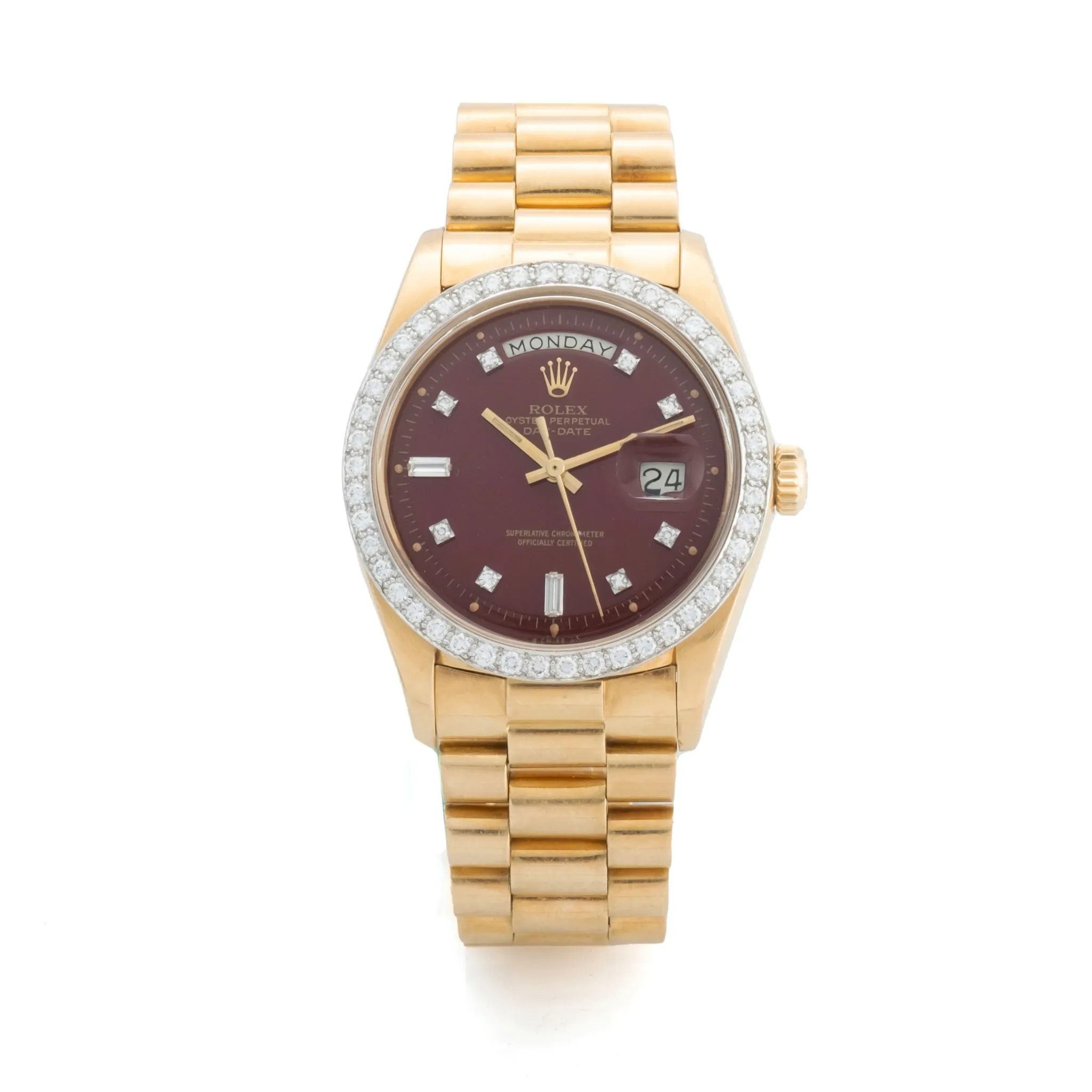 Rolex Oyster Perpetual Day-Date 1804/1803 36mm Yellow gold Oxblood “Stella”