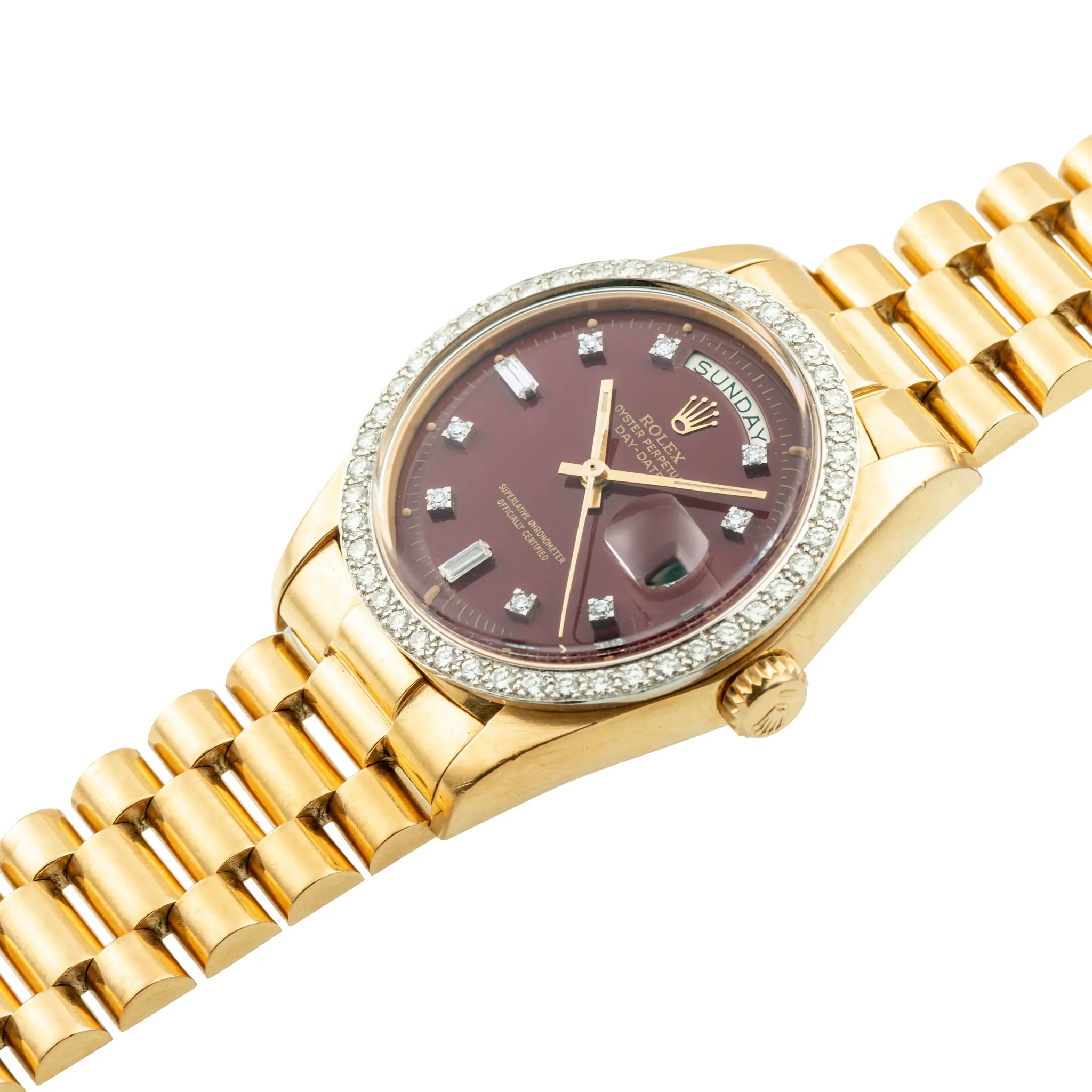 Rolex Oyster Perpetual Day-Date 1804/1803 36mm Yellow gold Oxblood “Stella” 2