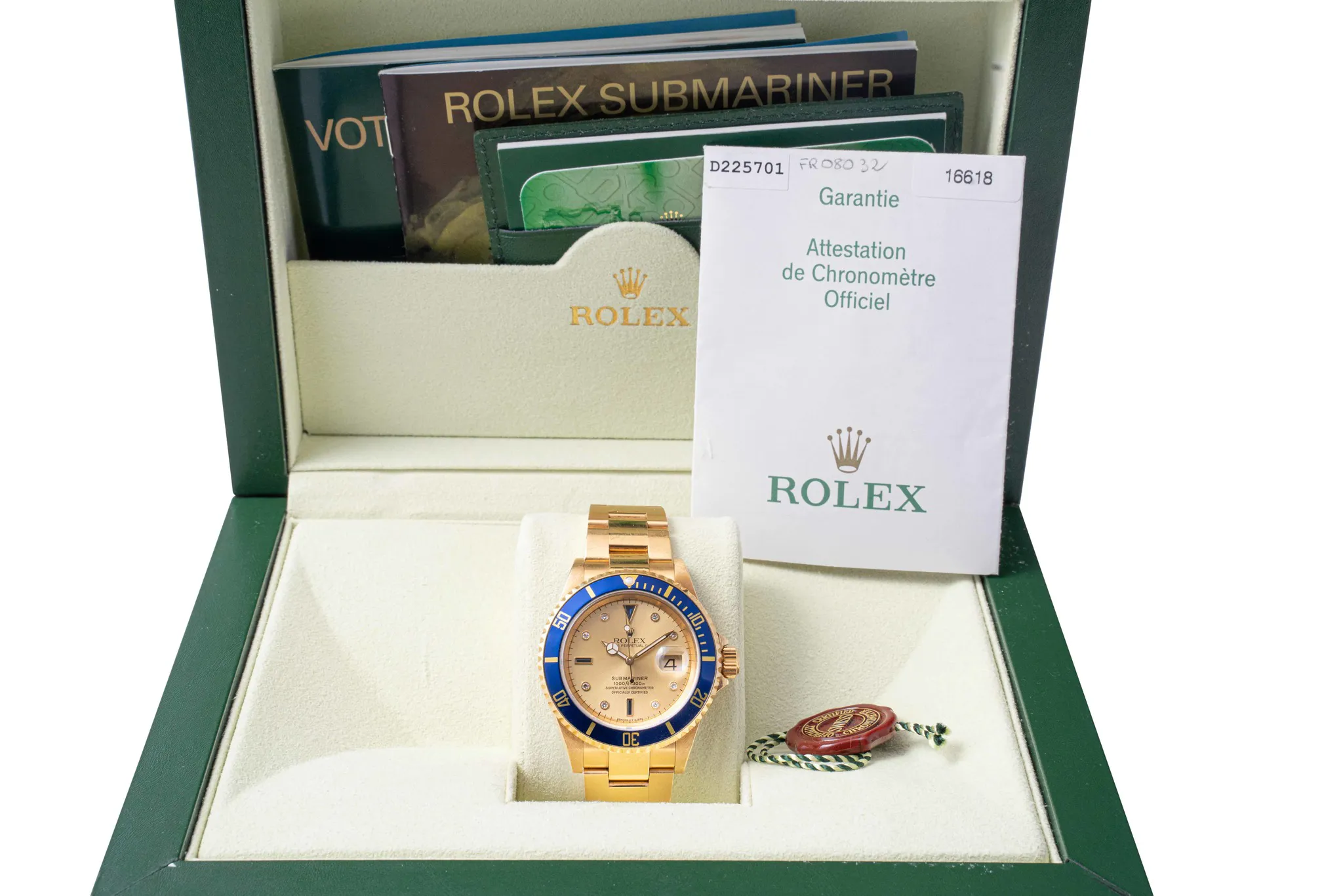 Rolex Submariner 16618 40mm Yellow gold Champagne 2