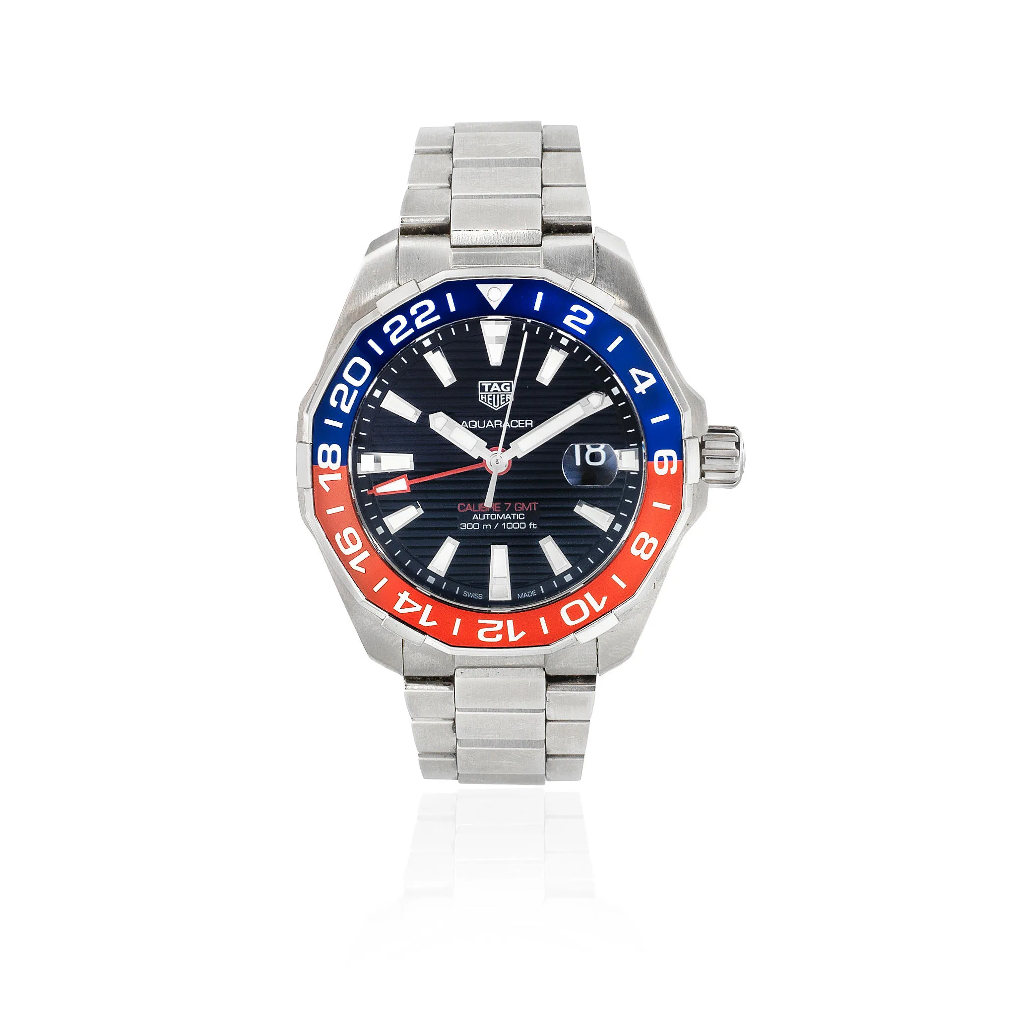 TAG Heuer Aquaracer 300M WAY201F 44.5mm Stainless steel Black ridged