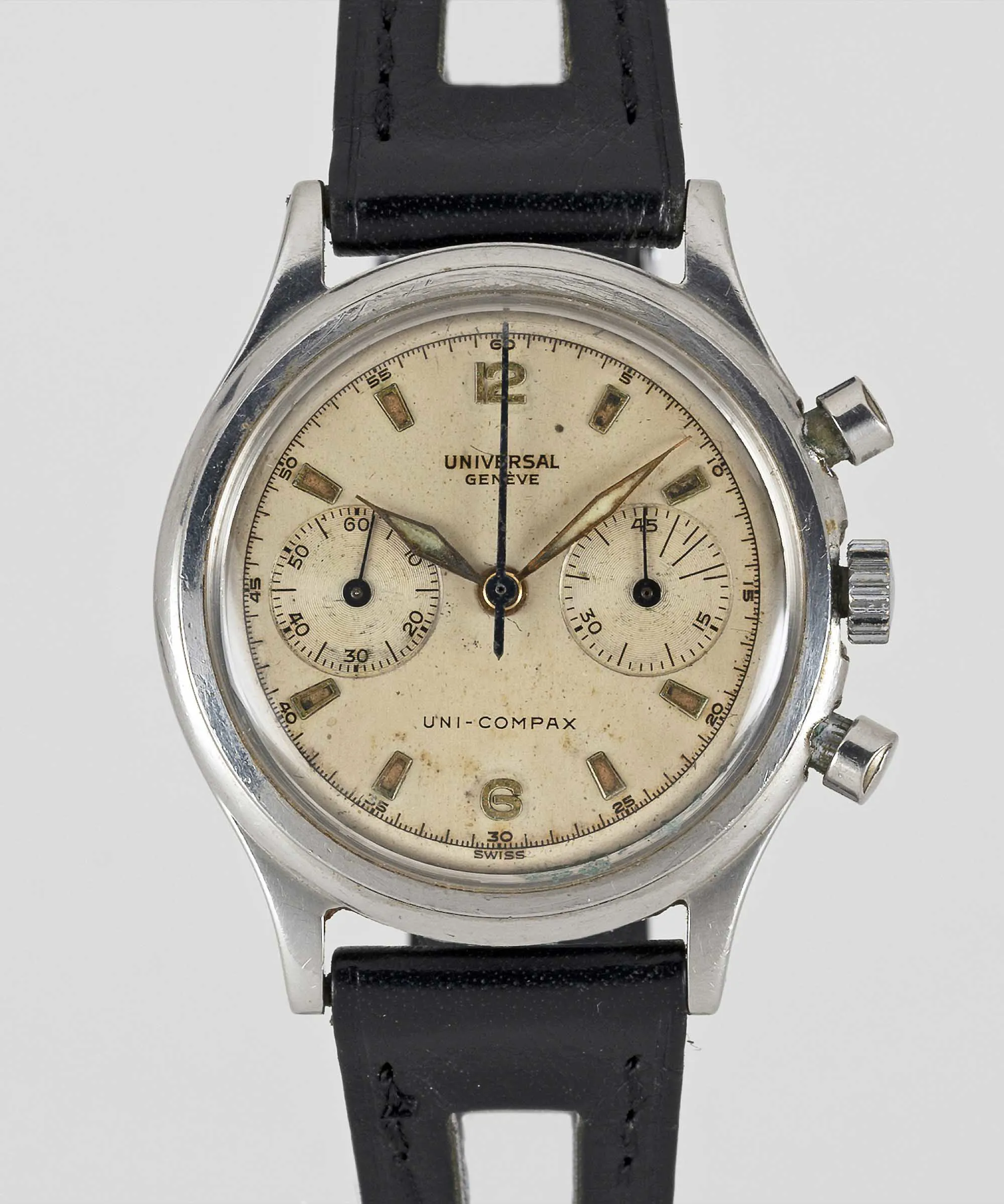 Universal Genève Chronograph 22296 34.5mm Stainless steel signed