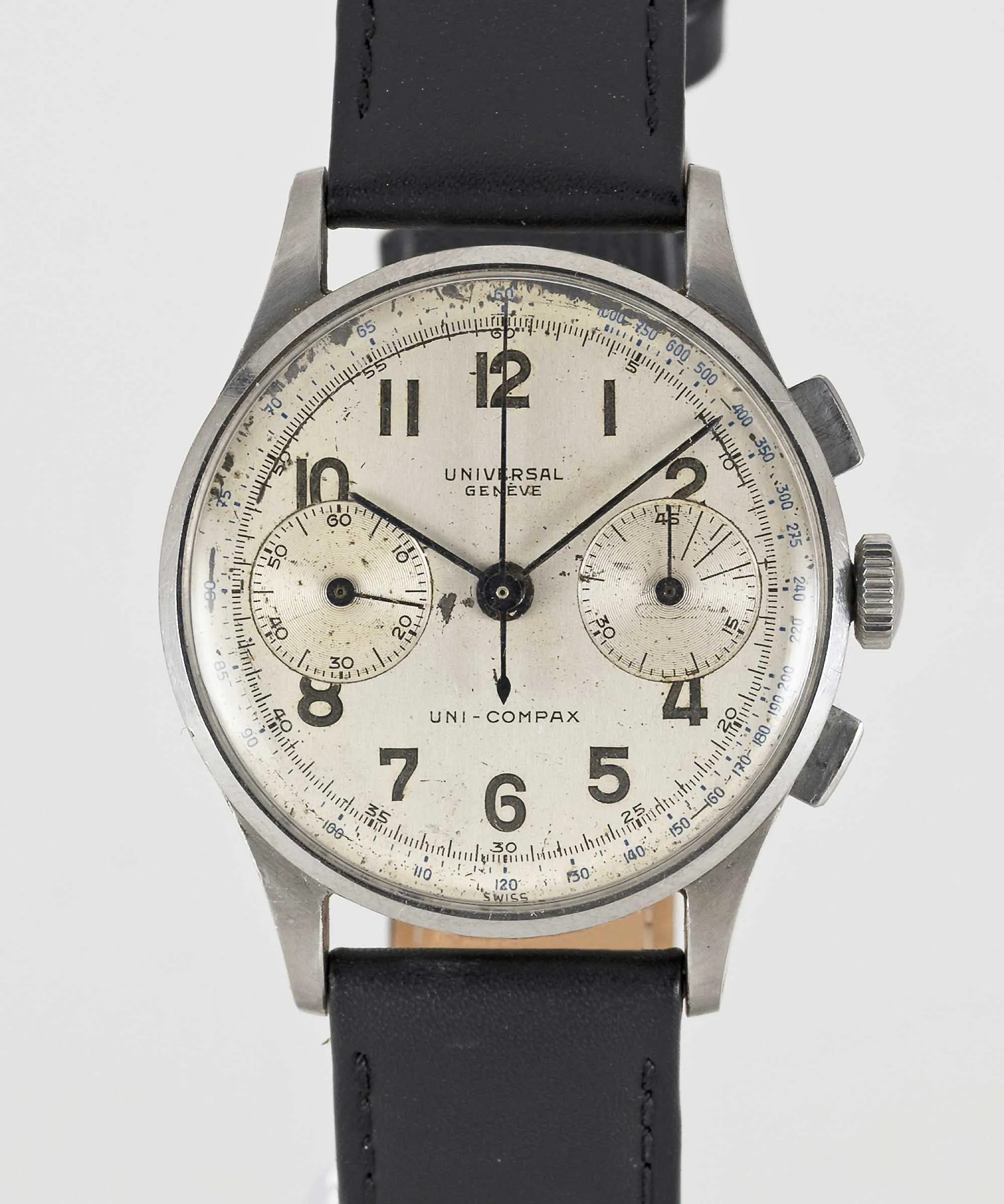 Universal Genève Chronograph 224100 34.5mm Stainless steel signed