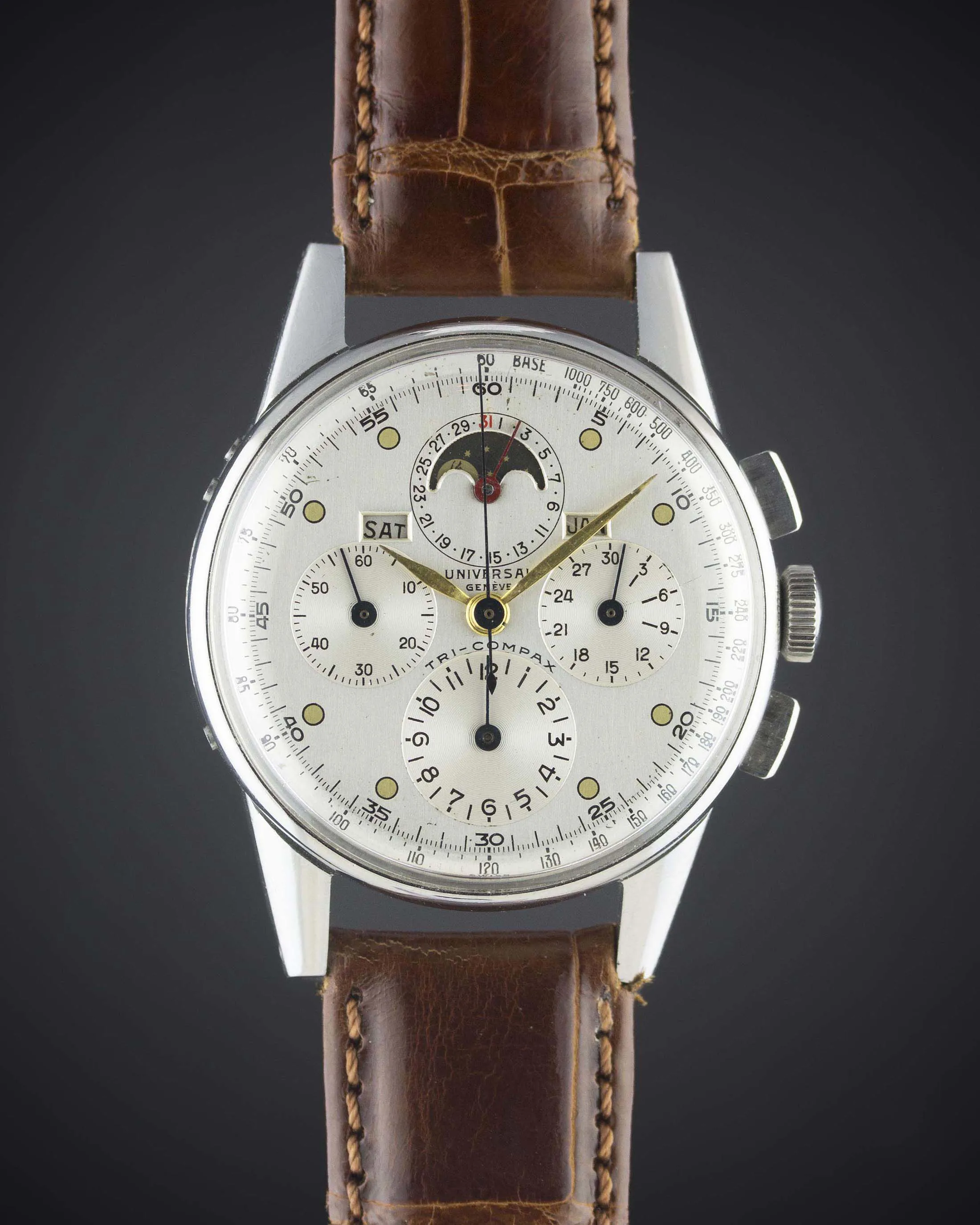 Universal Genève Chronograph 22258 35mm Stainless steel White