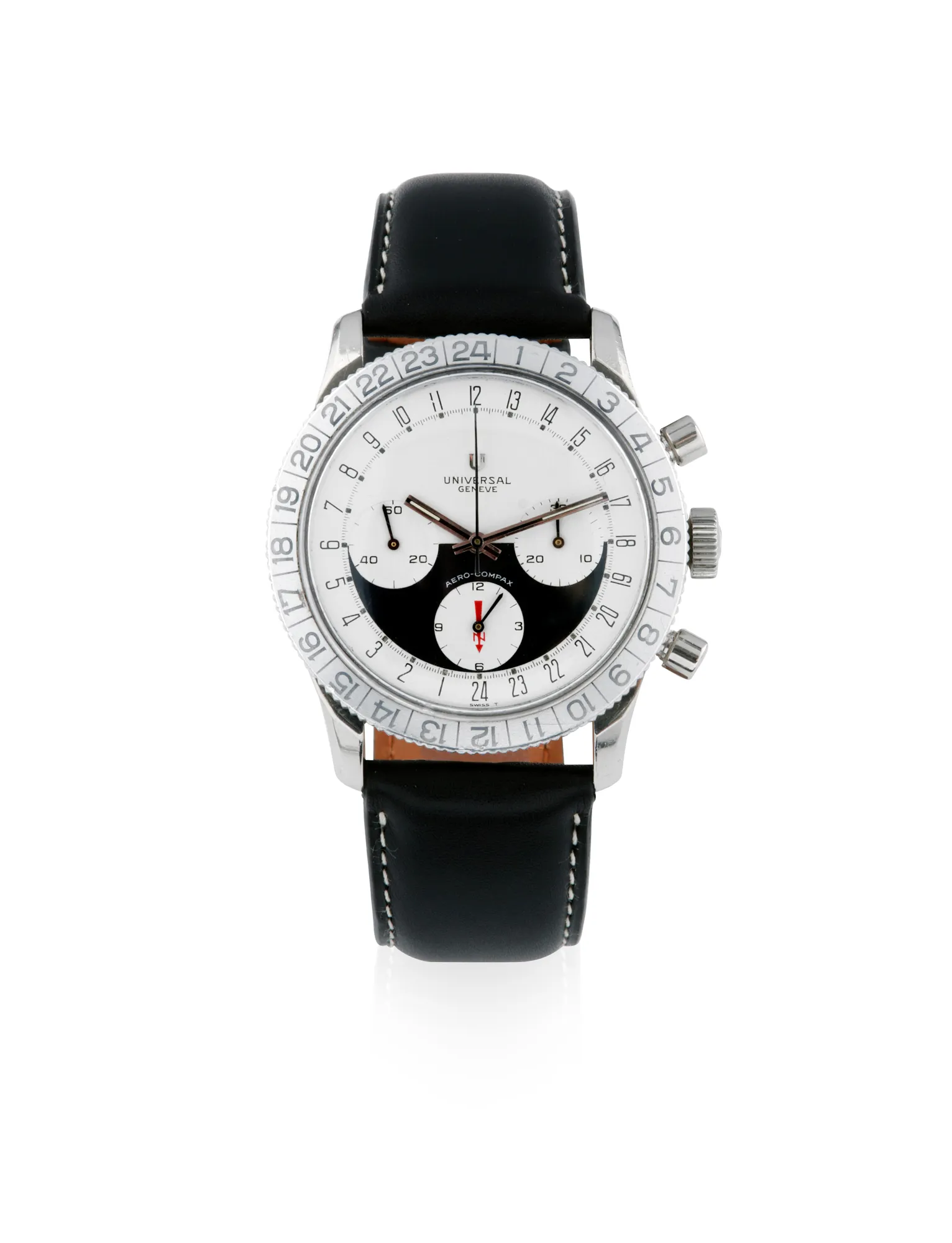 Universal Genève Compax 890101/01 41mm Stainless steel Black and white