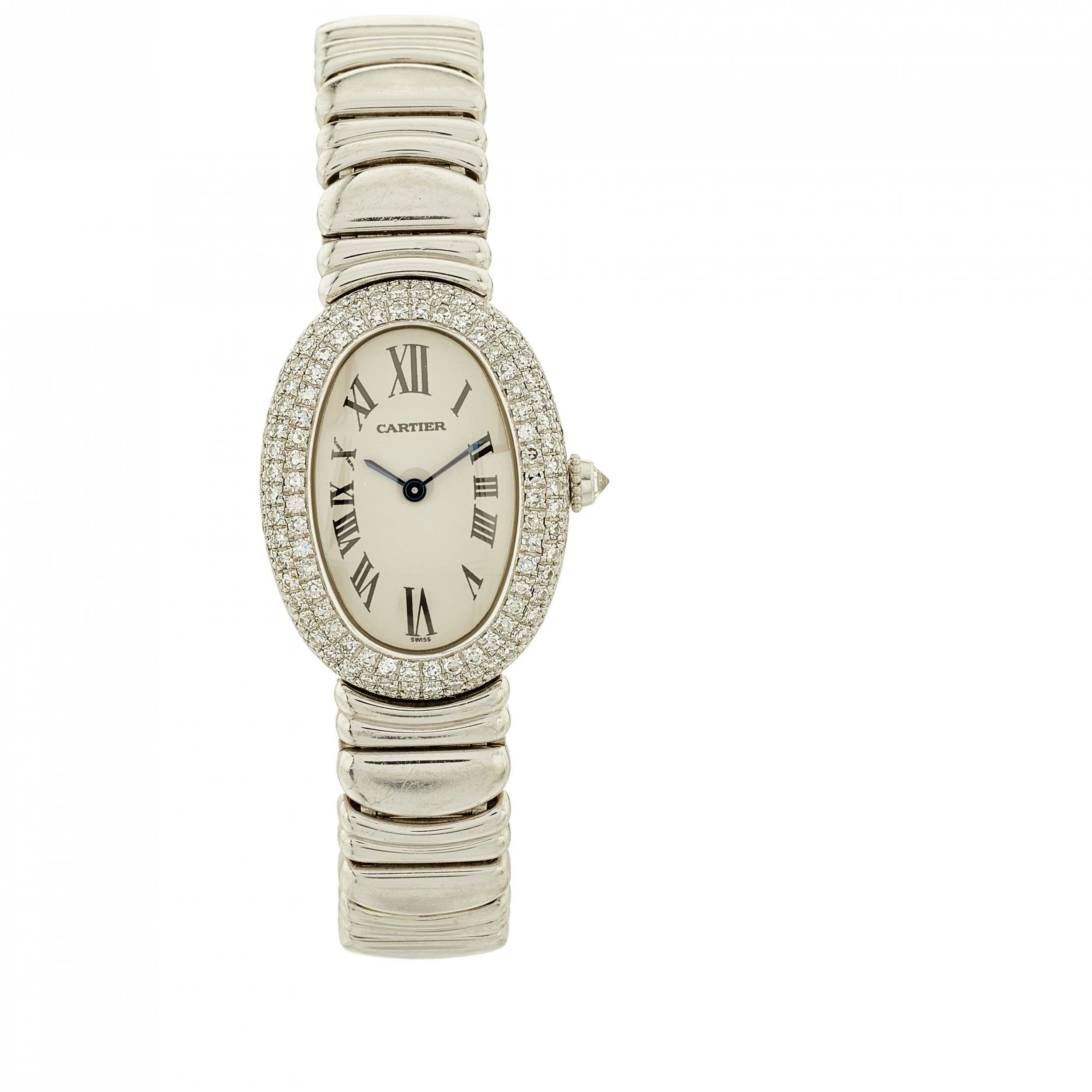 Cartier Baignore 1955 23mm White gold Cream