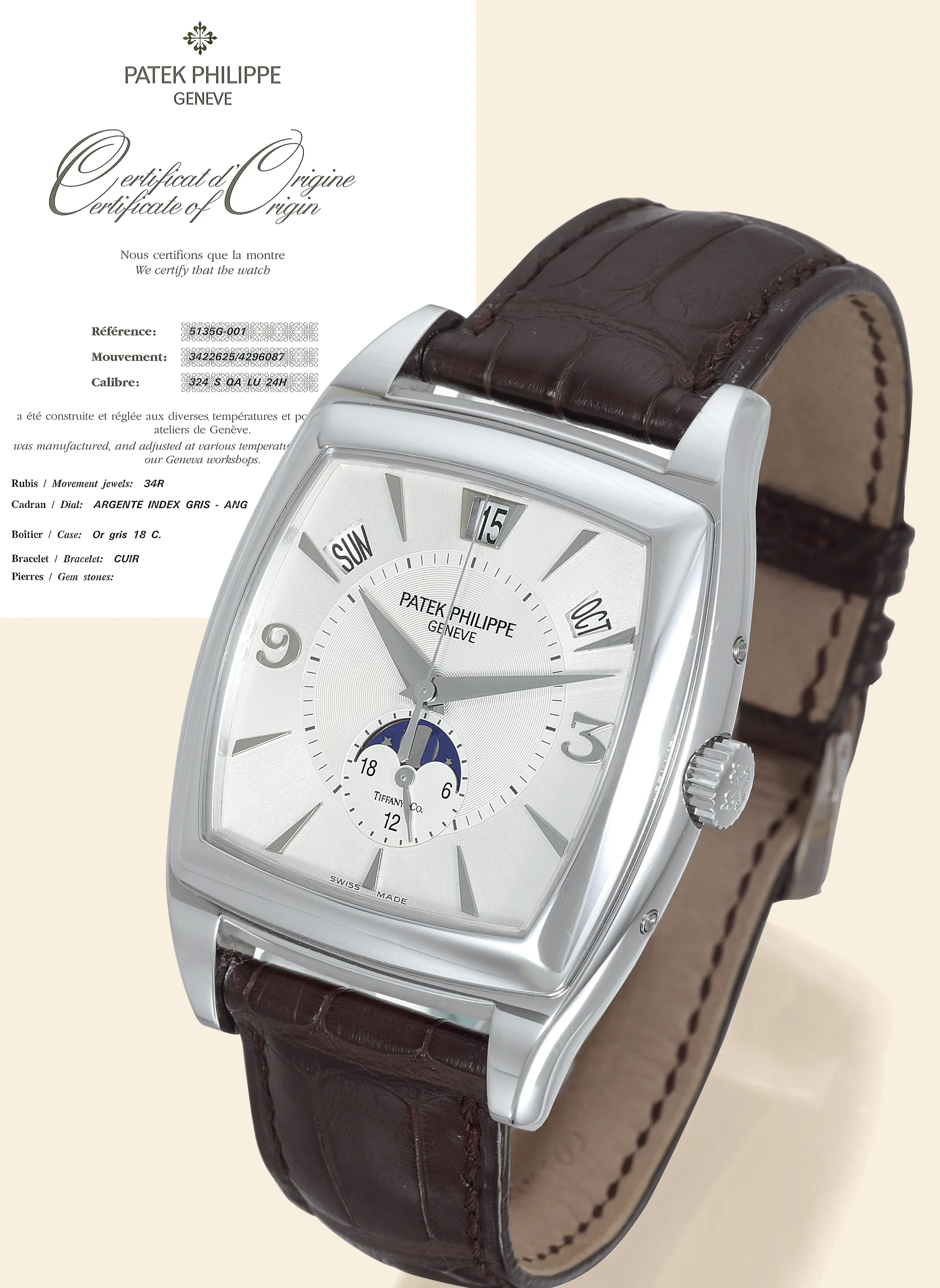 Patek Philippe Gondolo 5135G 38.5mm White gold Silver