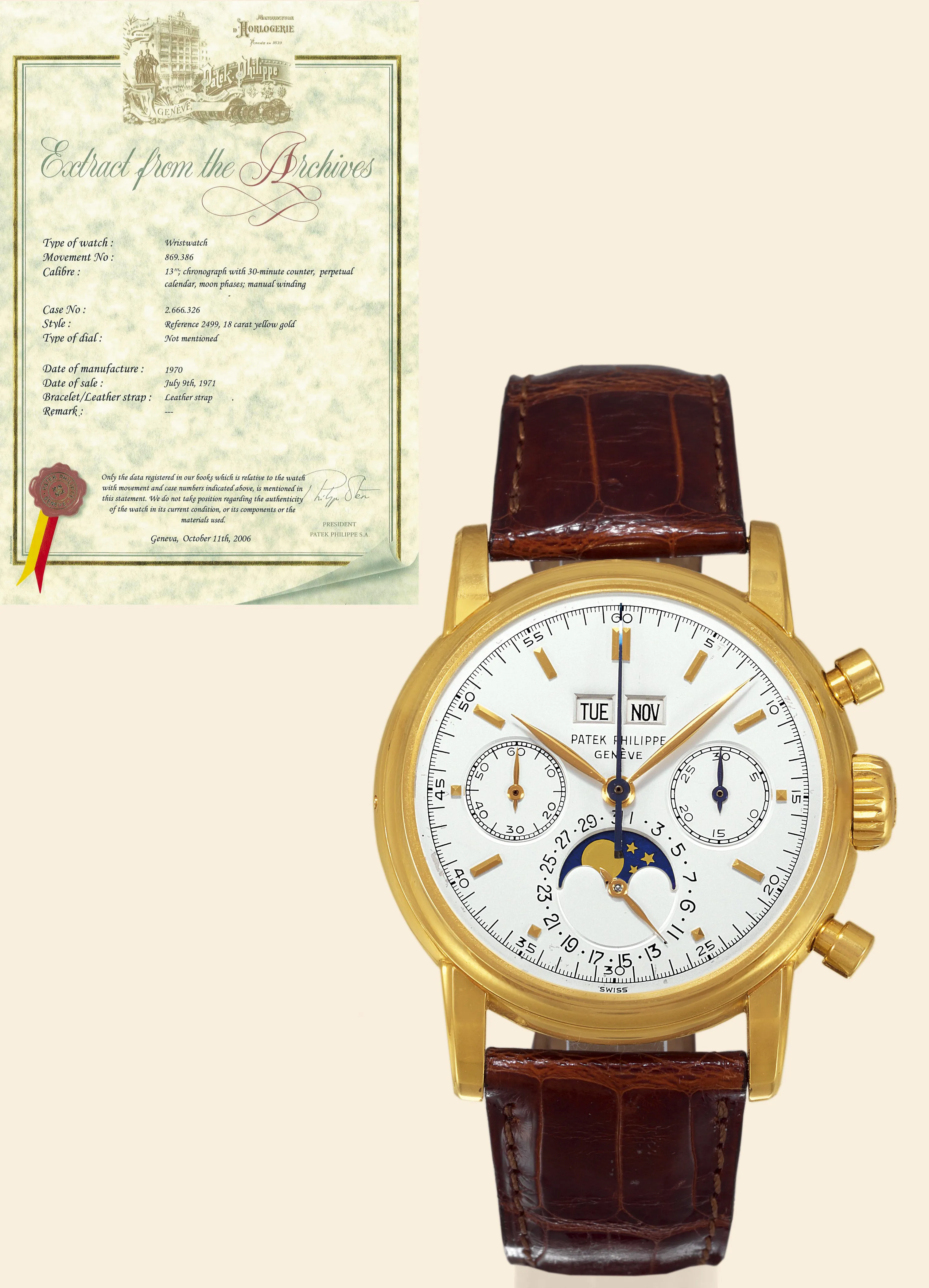 Patek Philippe Perpetual Calendar Chronograph 2499 38mm Yellow gold Silver