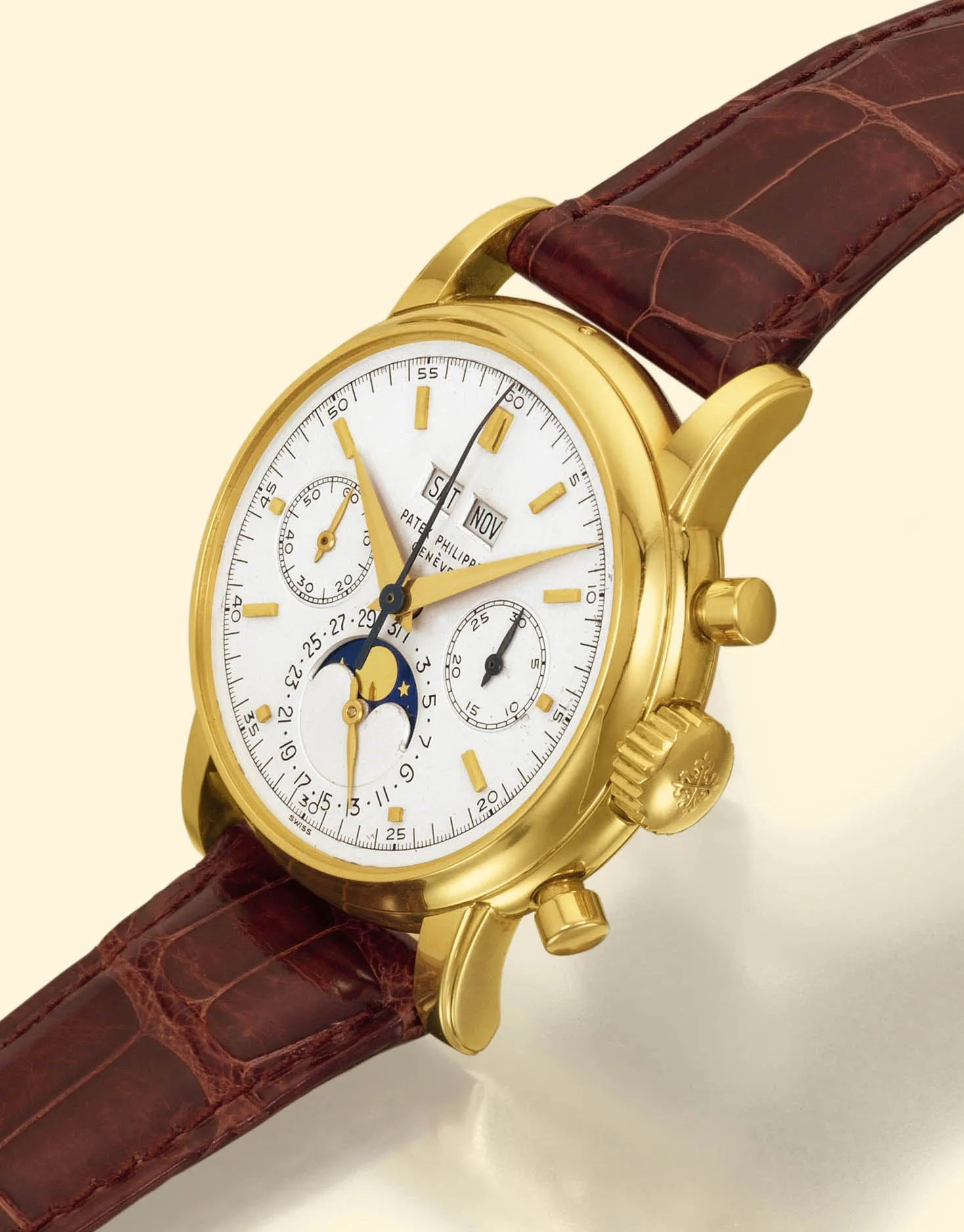 Patek Philippe Perpetual Calendar Chronograph 2499 37mm Yellow gold Silver