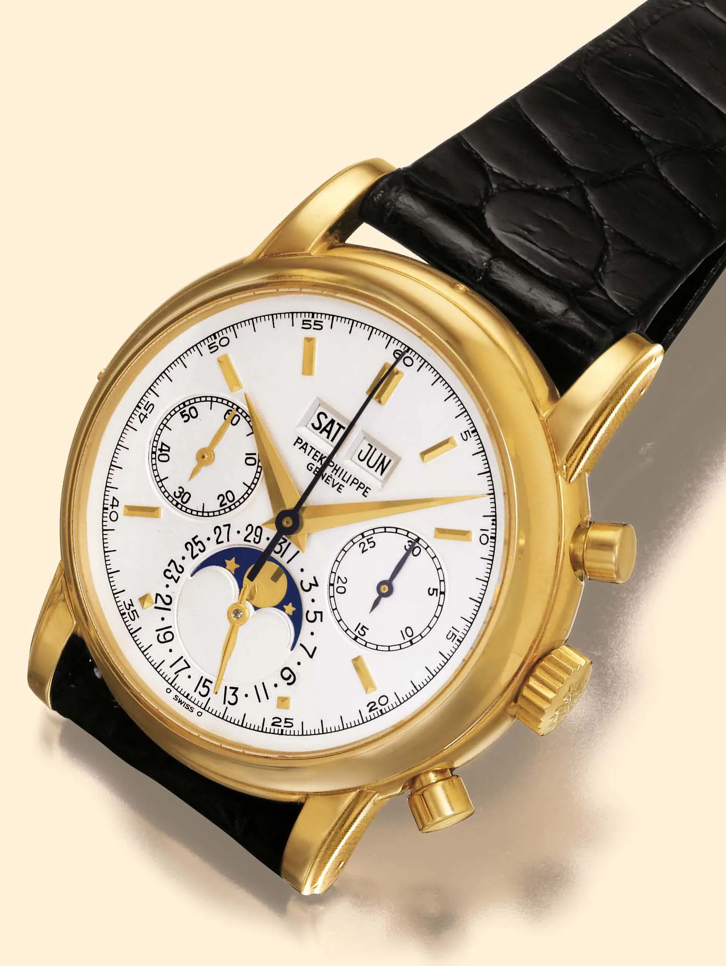 Patek Philippe Perpetual Calendar Chronograph 2499 38mm Yellow gold Silver