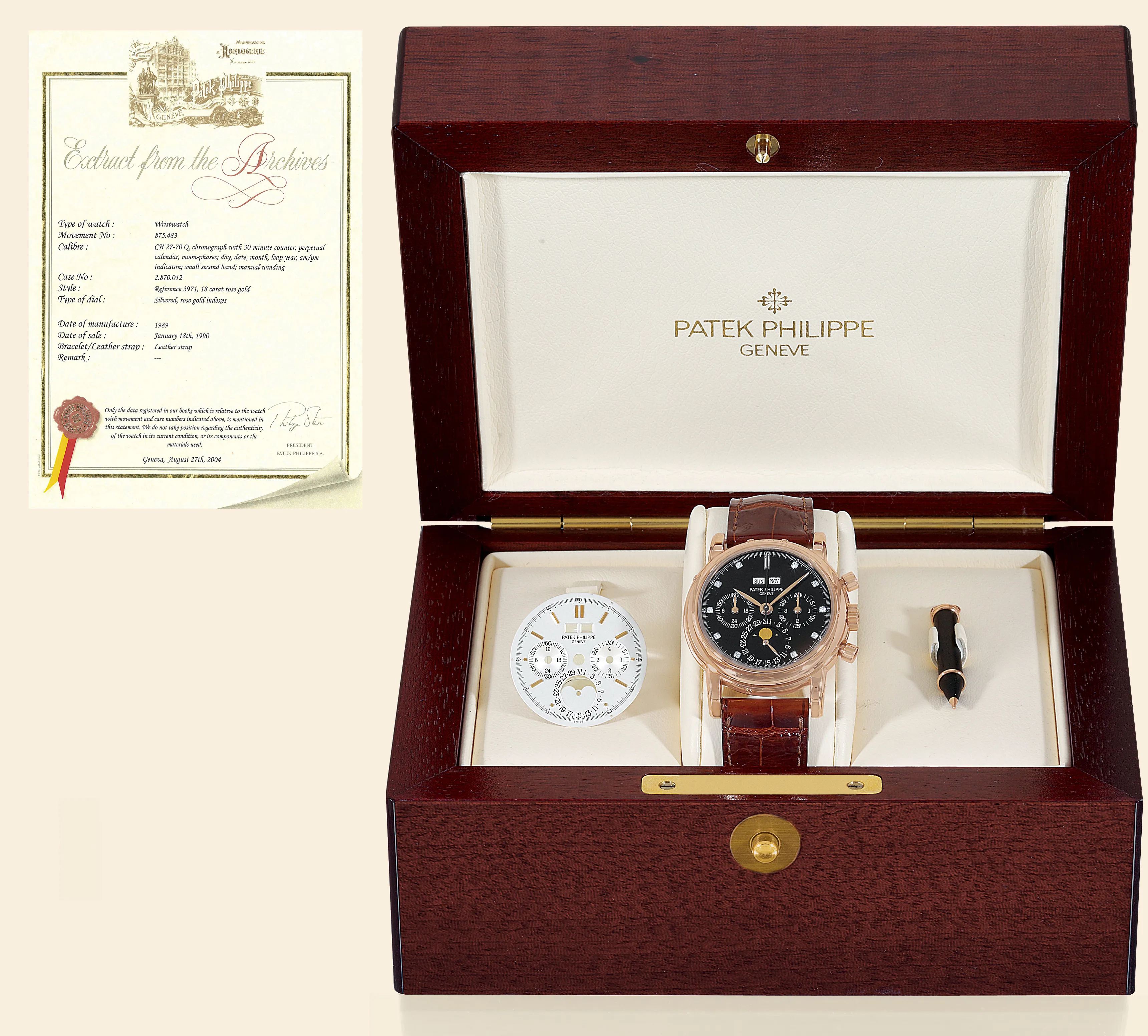 Patek Philippe Perpetual Calendar Chronograph 3971 36mm Rose gold Silver