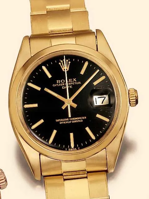 Rolex Oyster Perpetual Date 1500 35mm Yellow gold Black