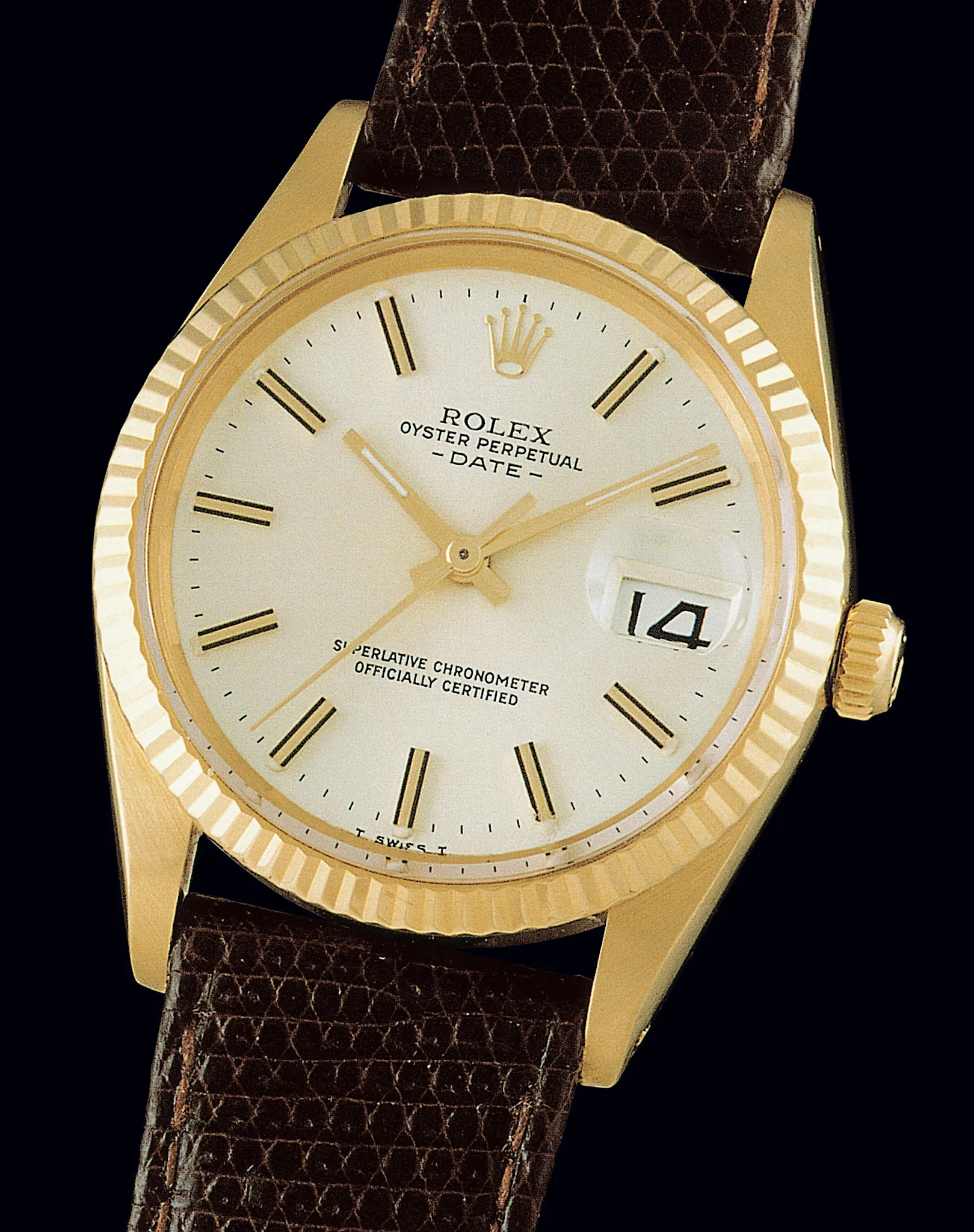 Rolex Oyster Perpetual Date 15038 34mm Yellow gold Silver