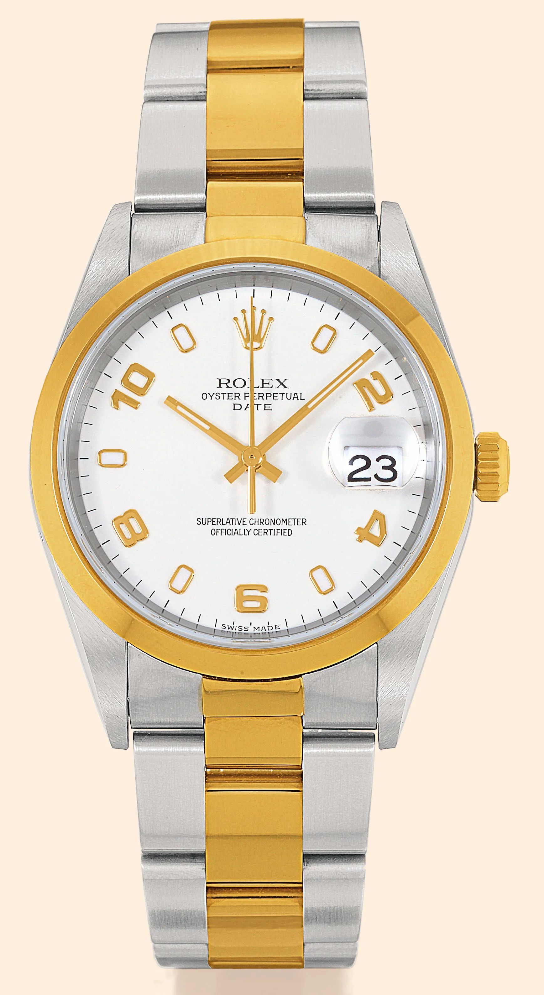 Rolex Oyster Perpetual Date 15203 35mm Yellow gold and Stainless steel White