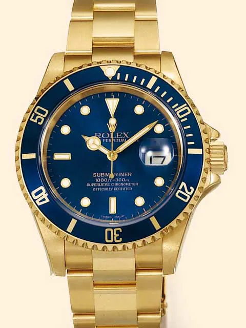 Rolex Submariner 16618 40mm Yellow gold Blue