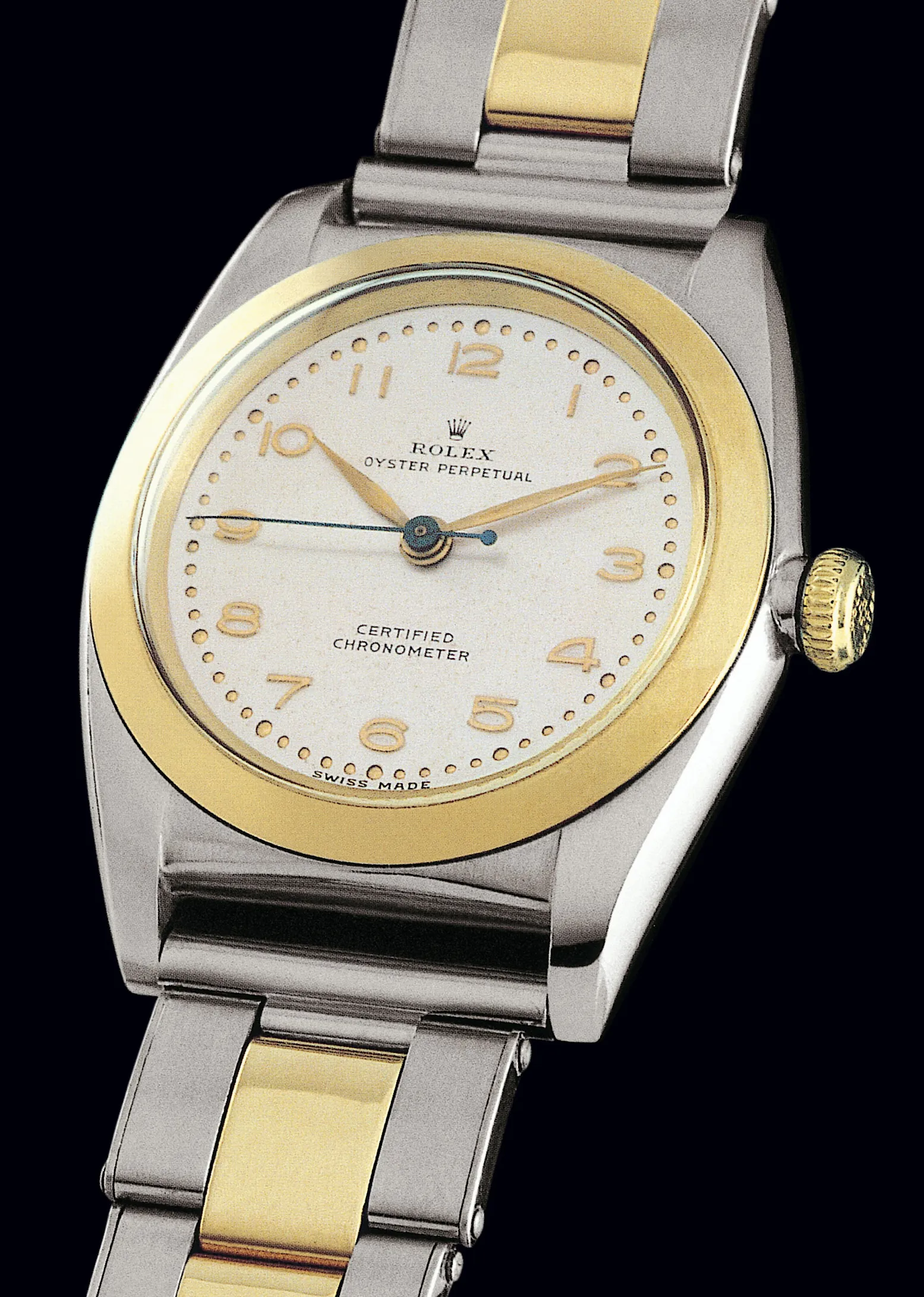 Rolex Oyster Perpetual 3133 32mm Yellow gold and stainless steel Silver