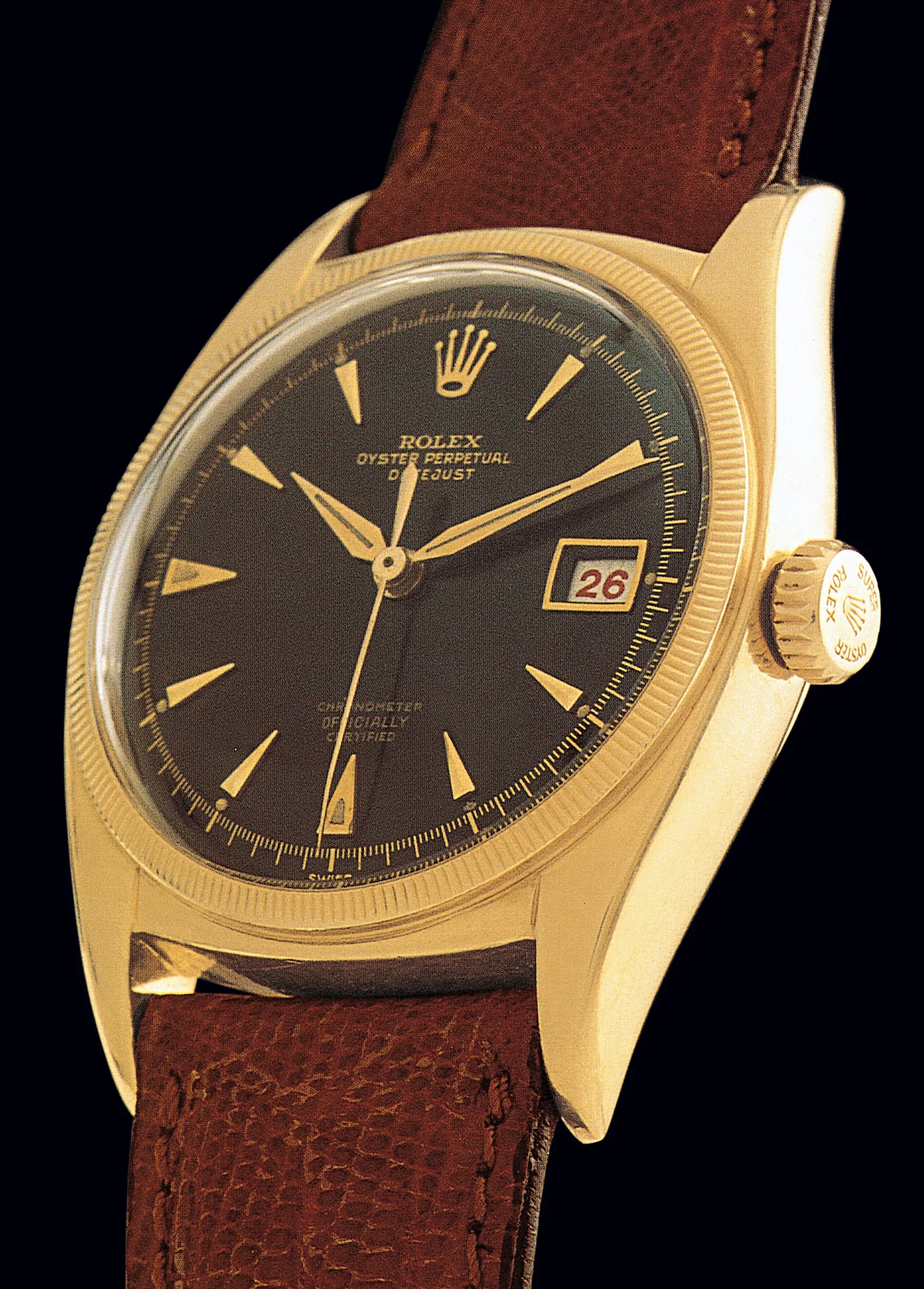 Rolex Oyster Perpetual 6075 36mm Yellow gold Black