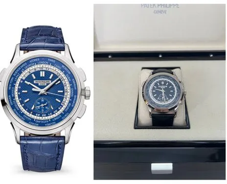 Patek Philippe World Time Chronograph 5930G-001 39.5mm White gold Blue