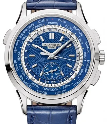 Patek Philippe World Time Chronograph 5930G-001 39.5mm White gold Blue