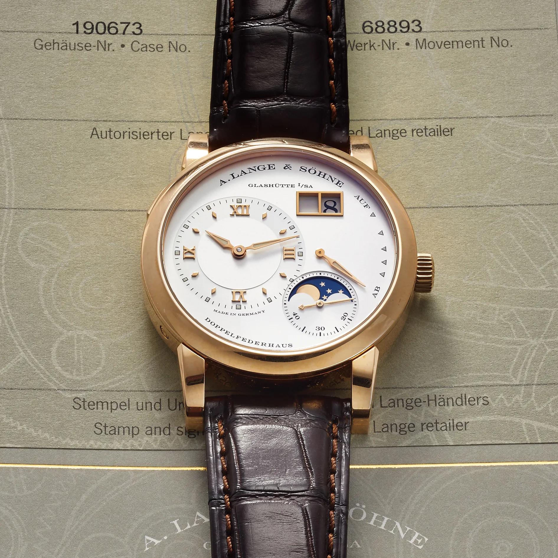 A. Lange & Söhne 109.032 38mm Rose gold Silver