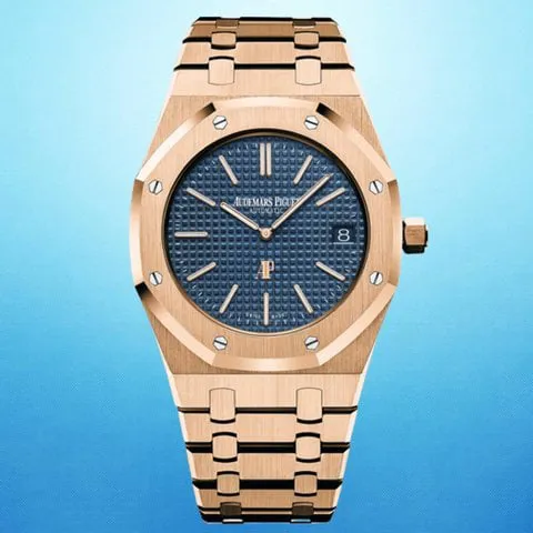 Audemars Piguet Royal Oak 15202OR.OO.1240OR.01 39mm Rose gold Blue