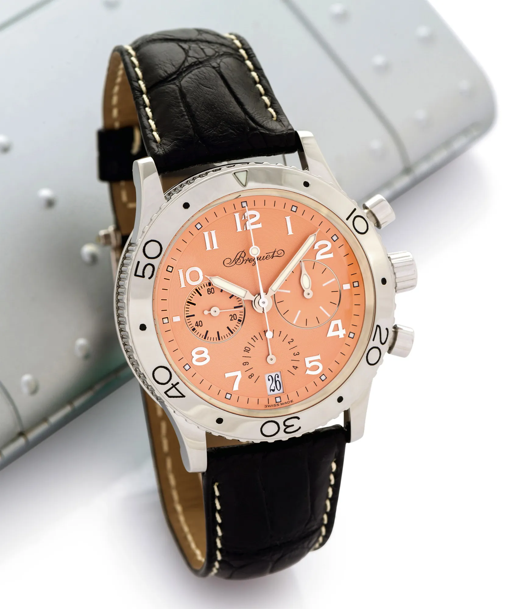 Breguet Type XX 3827 39.5mm Platinum Salmon