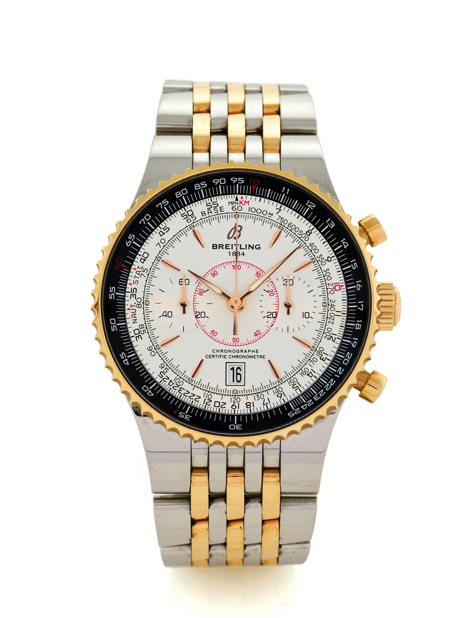 Breitling Montbrillant C23340 46mm Yellow gold and stainless steel Silver