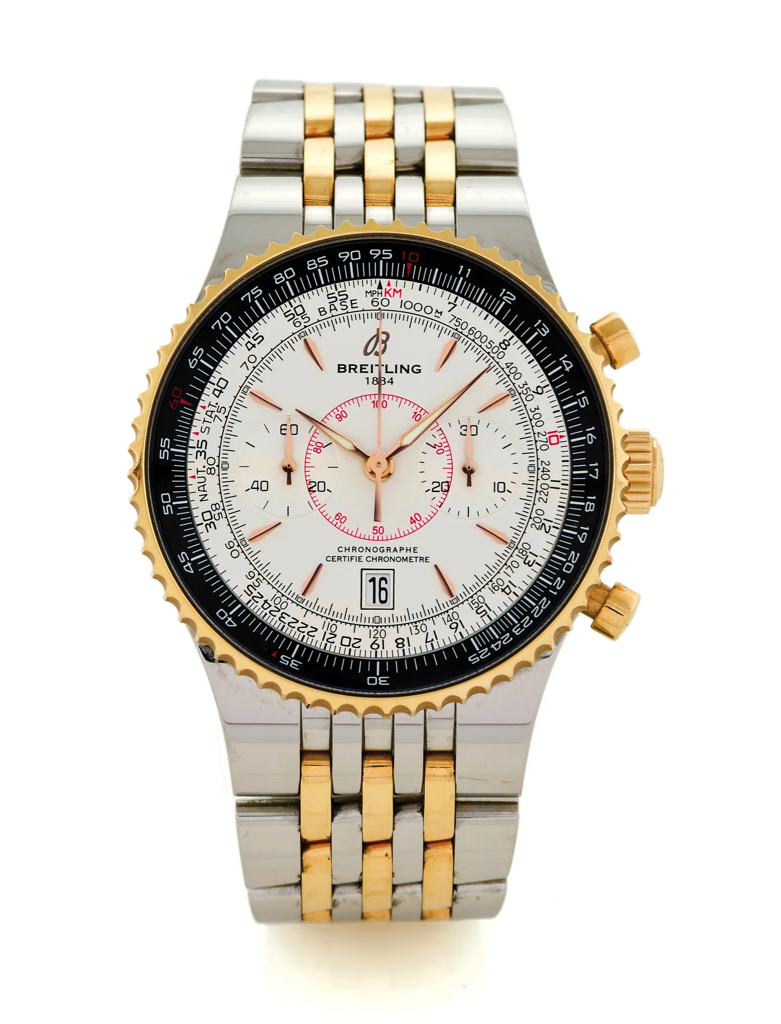 Breitling Montbrillant C23340 46mm Yellow gold and stainless steel Silver