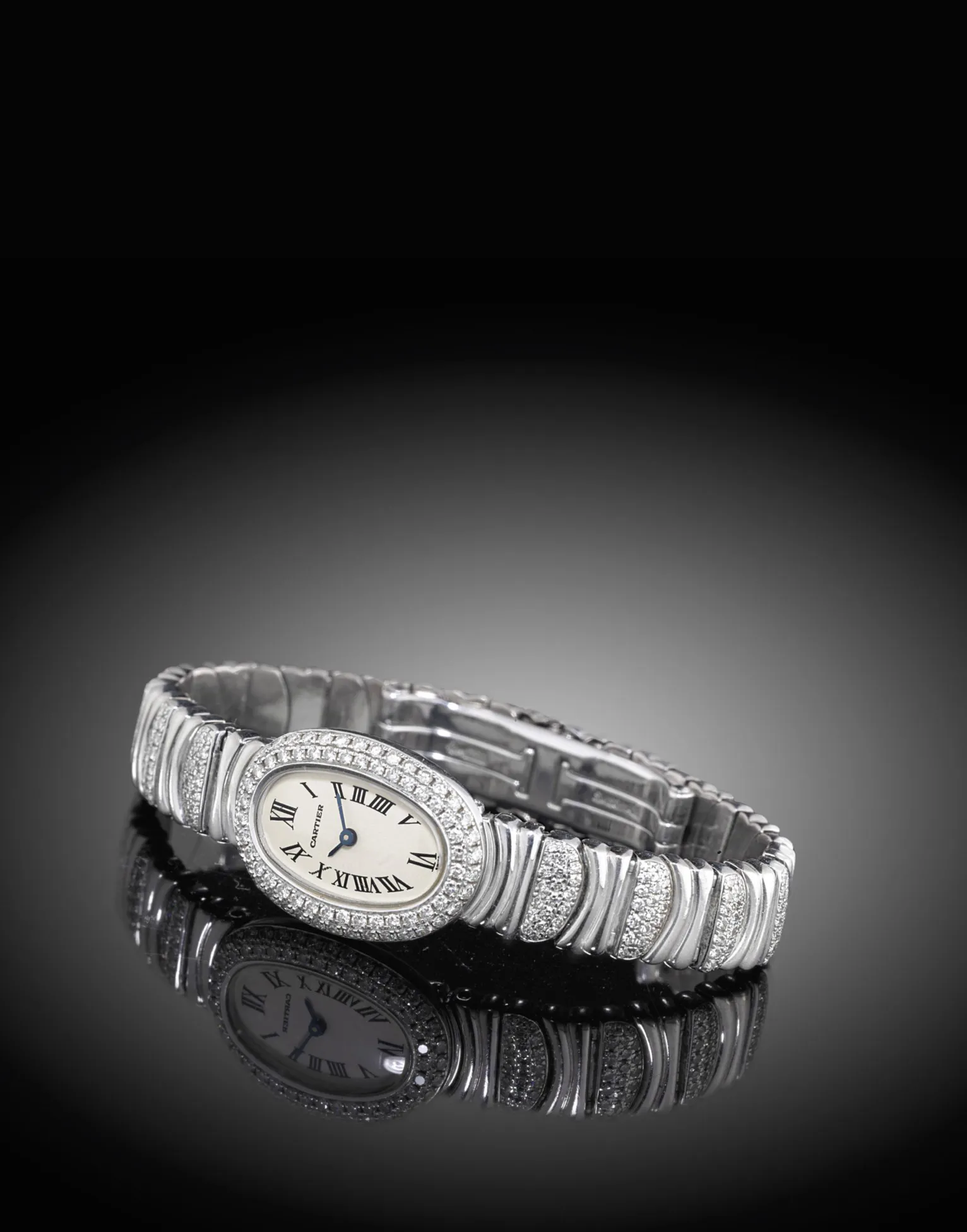 Cartier Baignoire 2369 24mm 18k white gold and diamonds Silver