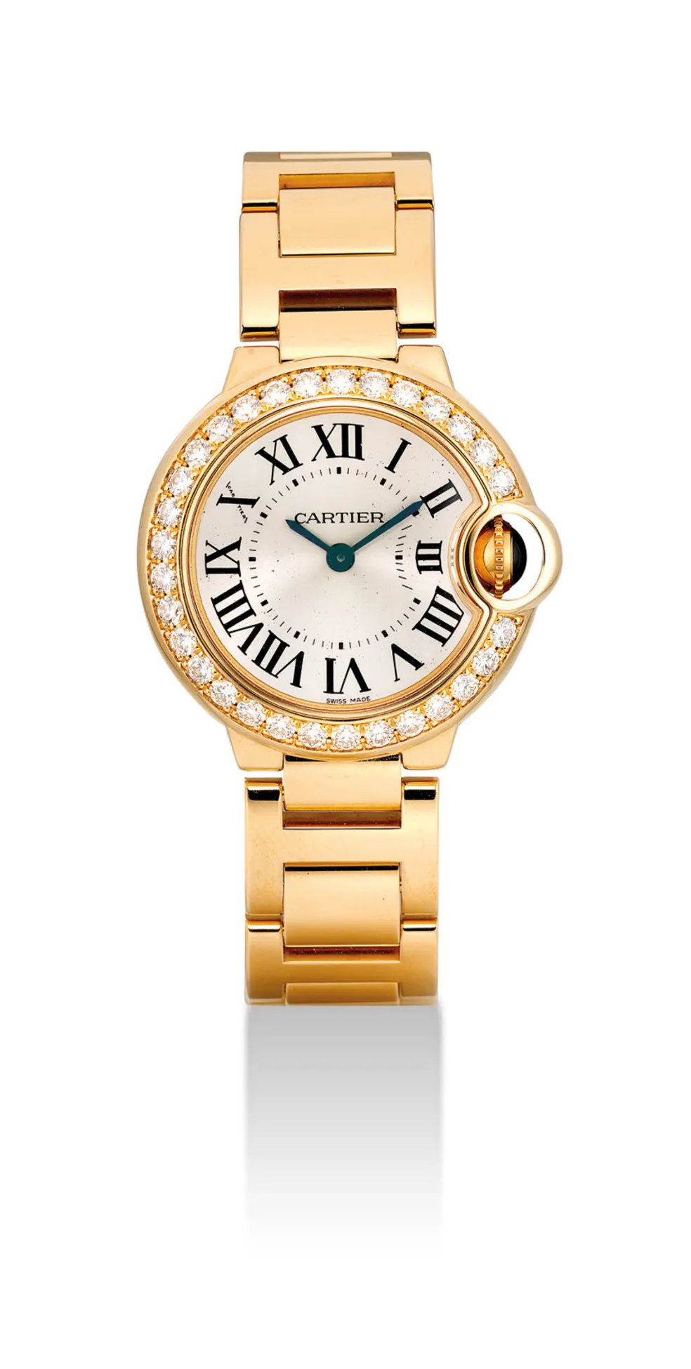 Cartier Ballon Bleu 3006 28mm Yellow gold Silvered brushed