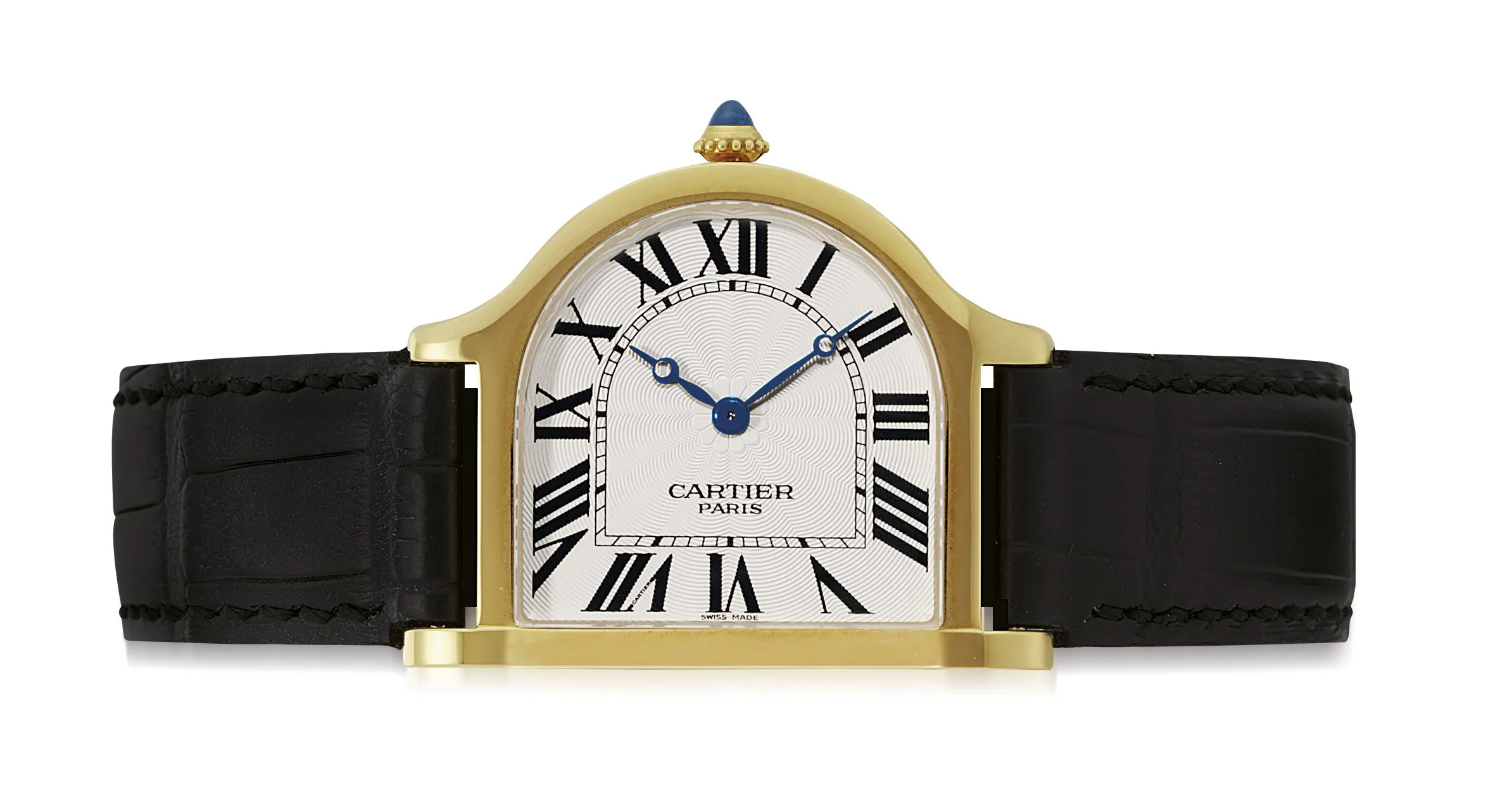 Cartier Cloche 2841 33mm Yellow gold Silvered engine-turned