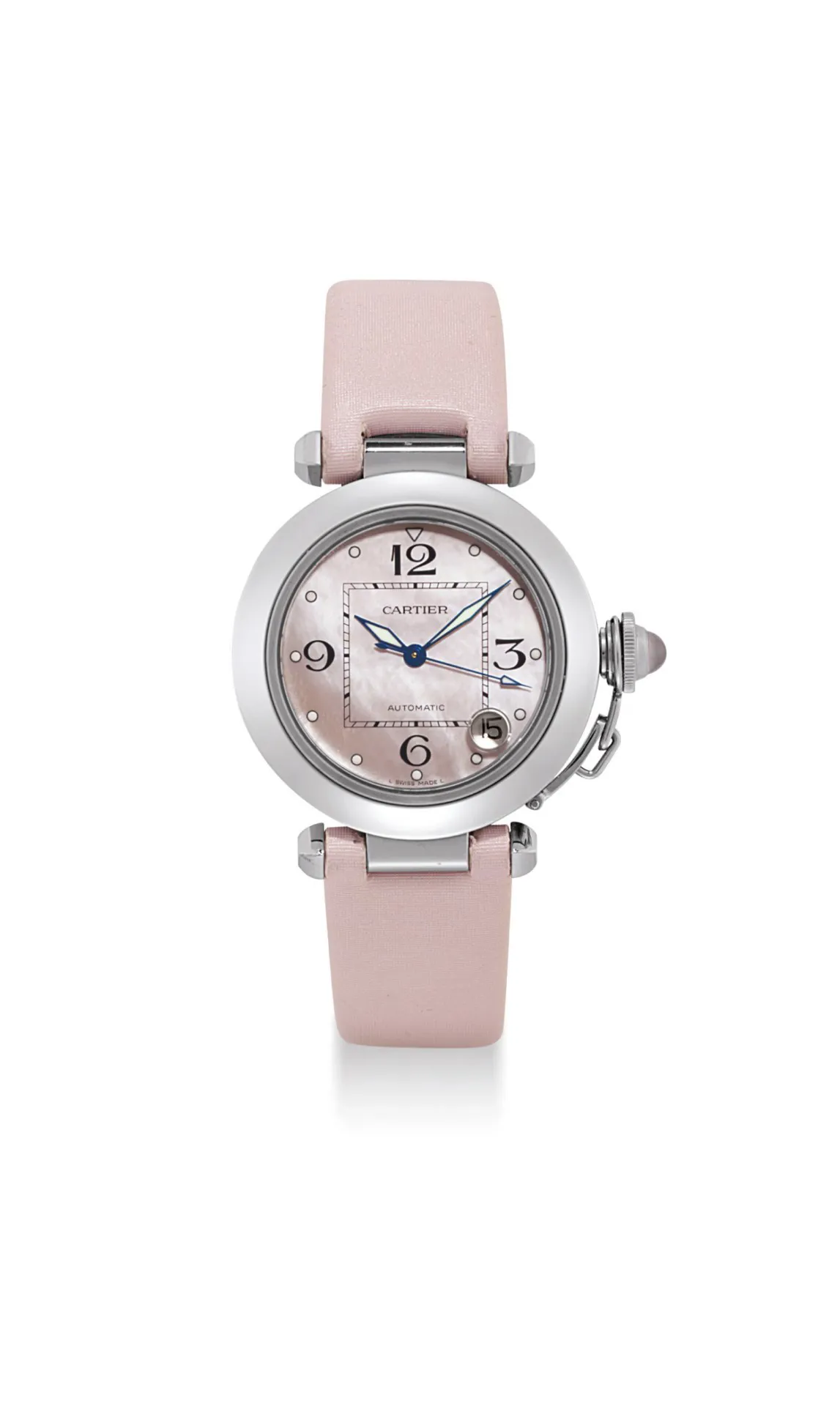 Cartier Pasha 2324 36mm Stainless steel Pink mother-of-pearl