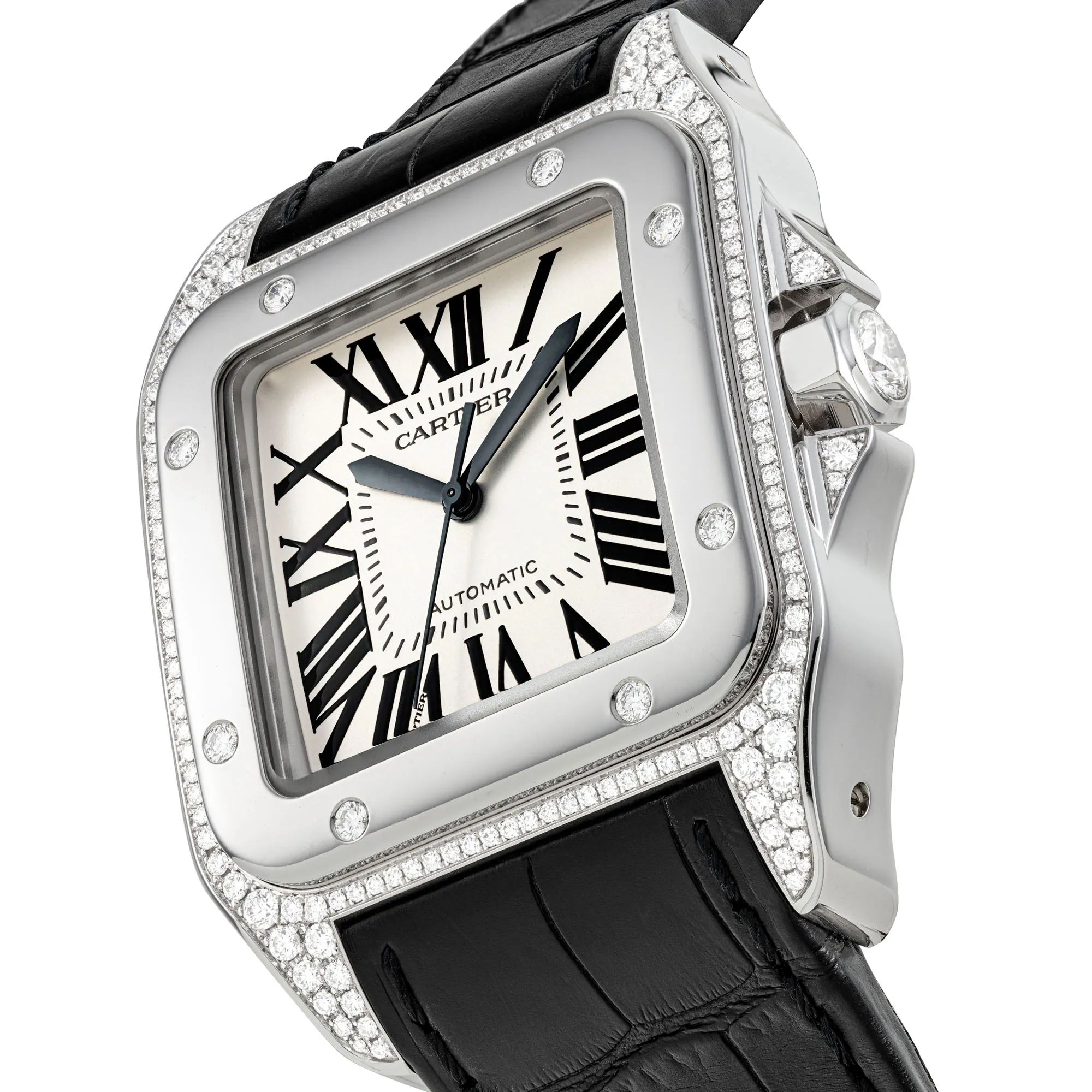 Cartier Santos 100 2744 38mm White gold and Diamond White