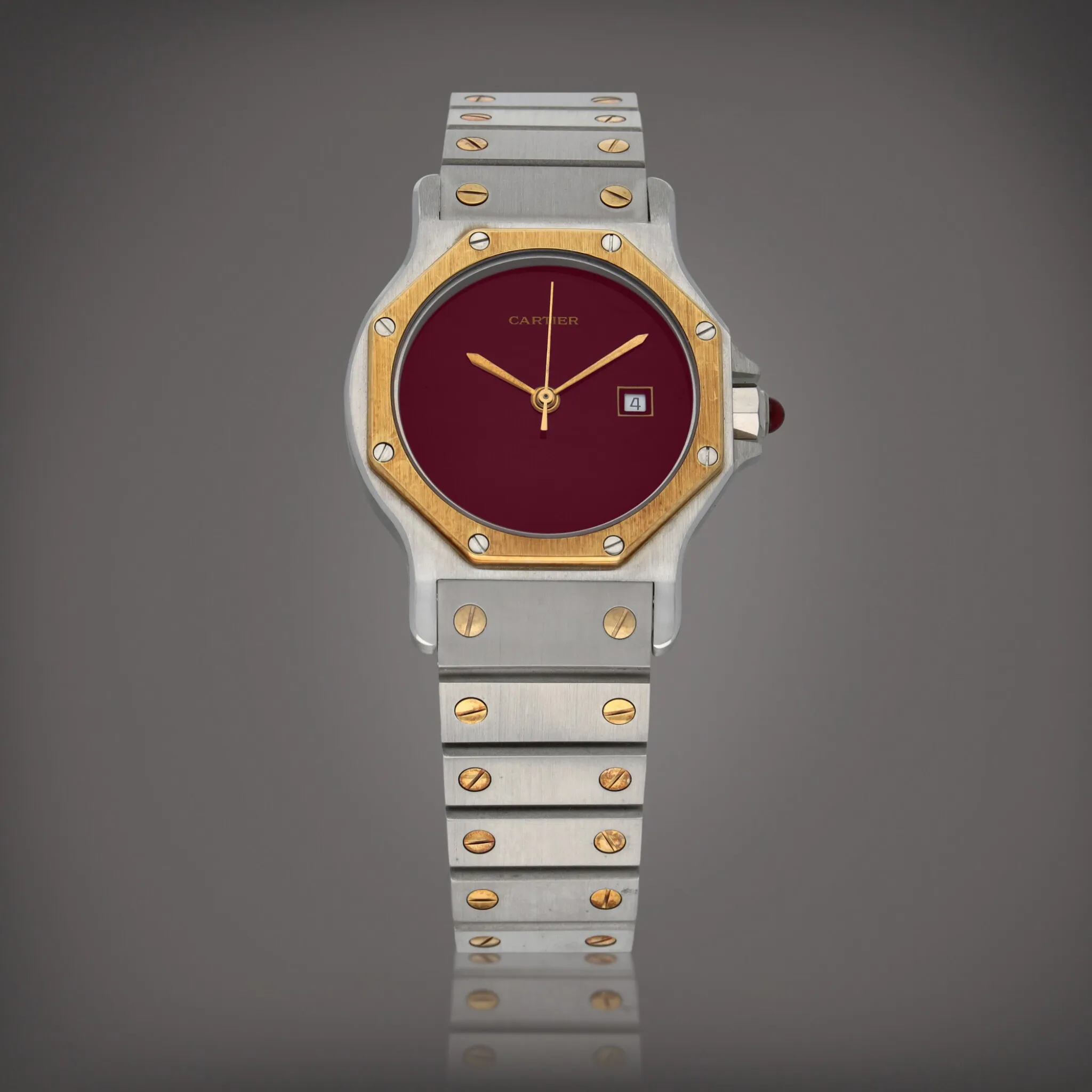 Cartier Santos 2966 30mm Yellow gold and Stainless steel Burgundy